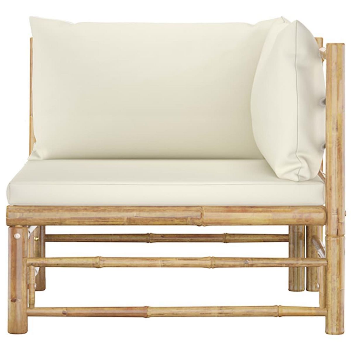 VIDAXL Canape d'angle de jardin avec coussins blanc creme Bambou