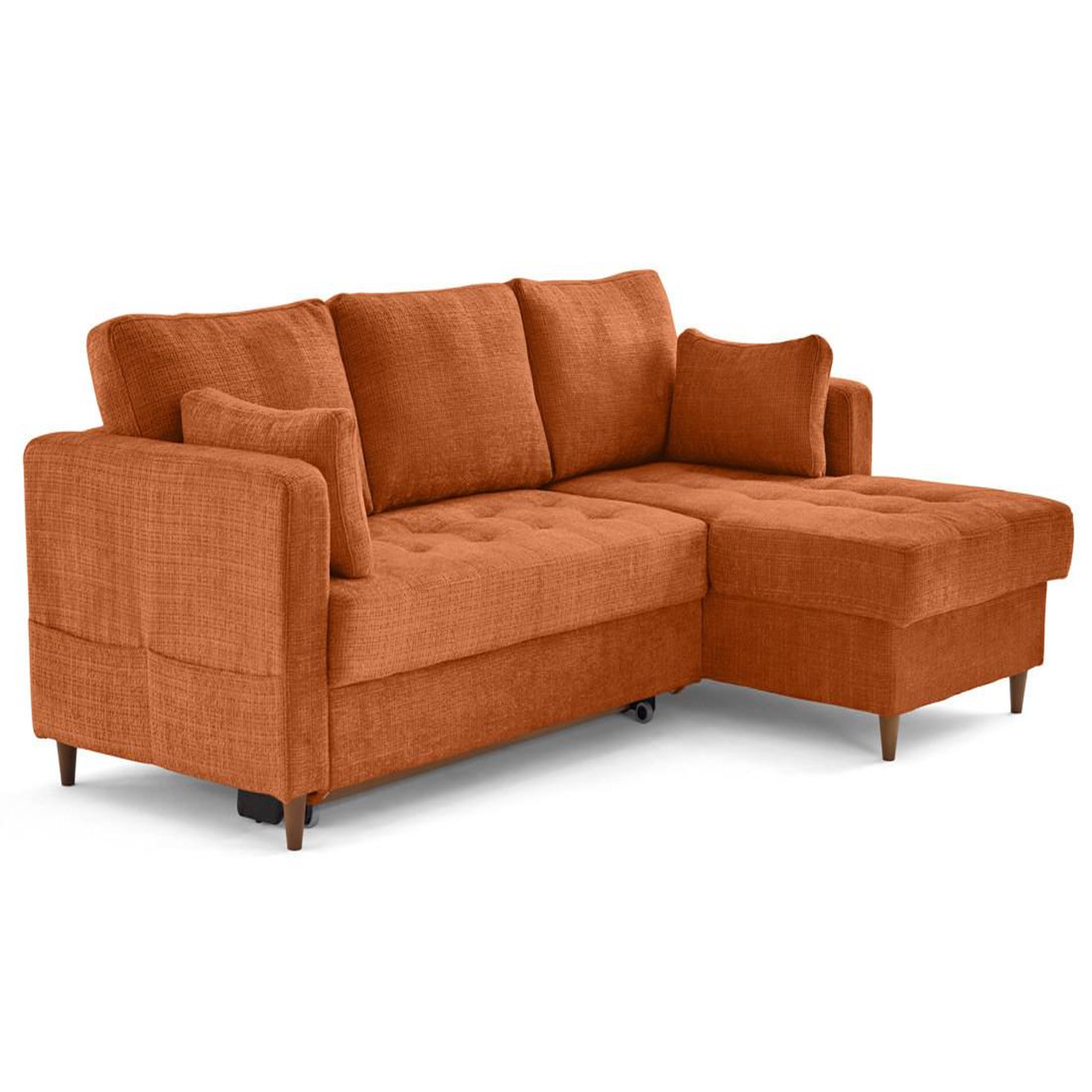 Voir la diapositive 4 : LISA DESIGN Anna - canapé d'angle droit 4 places convertible avec coffre en velours texturé