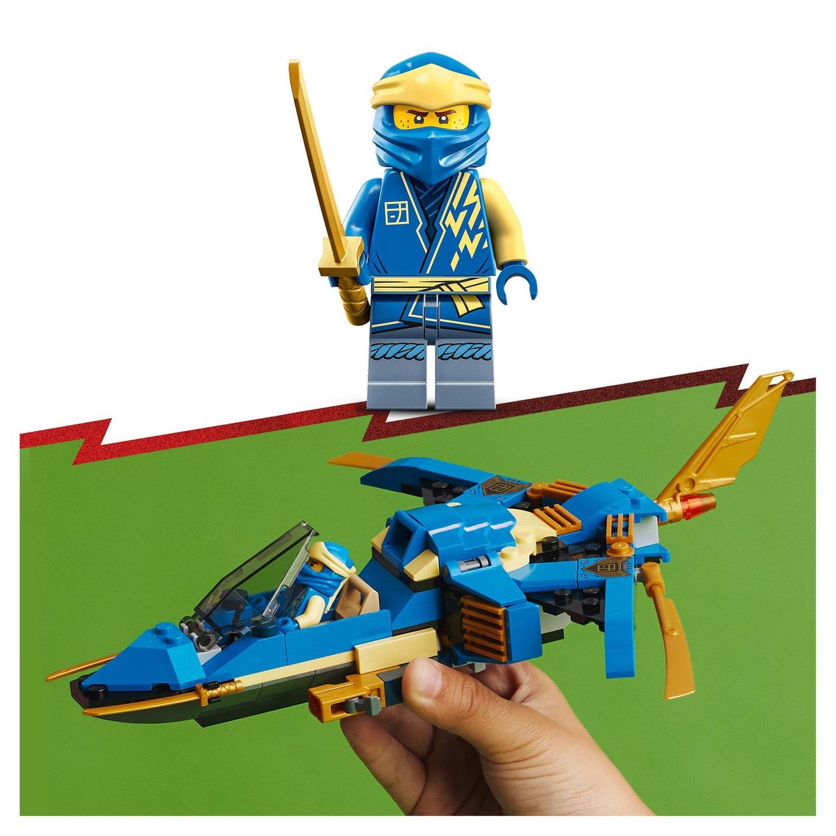 LEGO Ninjago 71784 Le Jet Supersonique de Jay &ndash; Évolution, Jouet de Ninja Évolutif, Construction Avion
