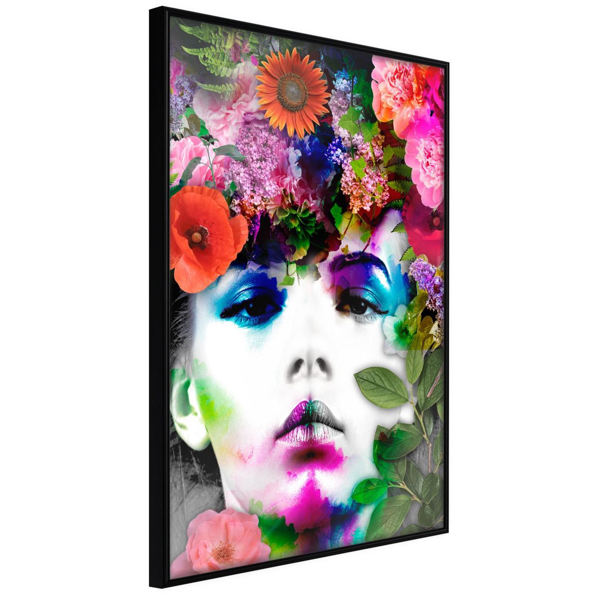 Paris Prix Affiche murale encadrée  flower coronet. Coloris disponibles : Noir, Jaune