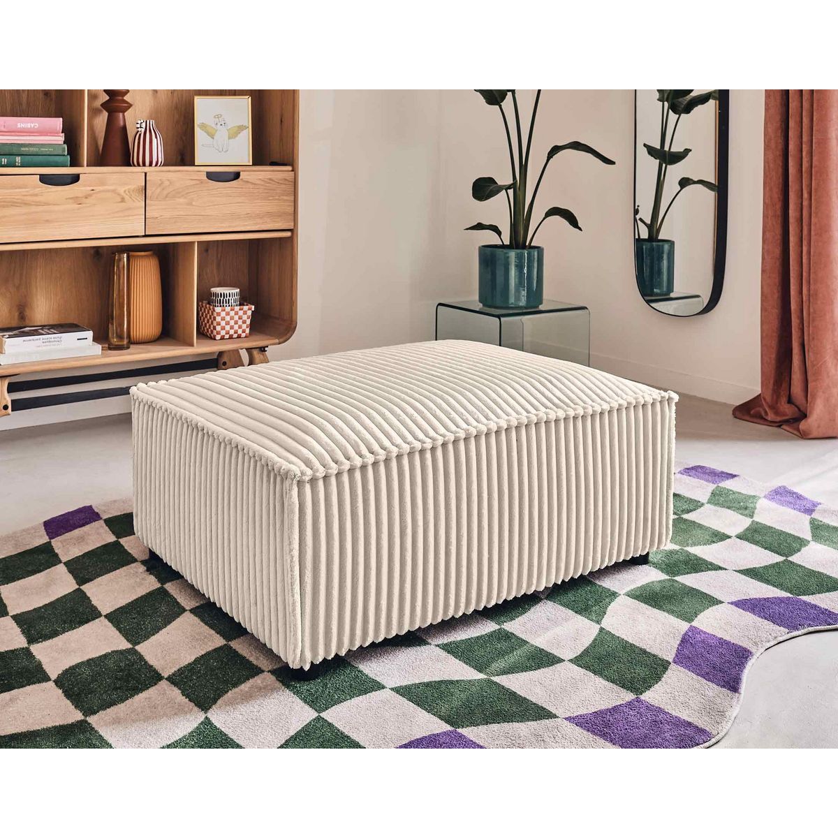 LISA DESIGN Stella - pouf - en velours côtelé grosses côtes