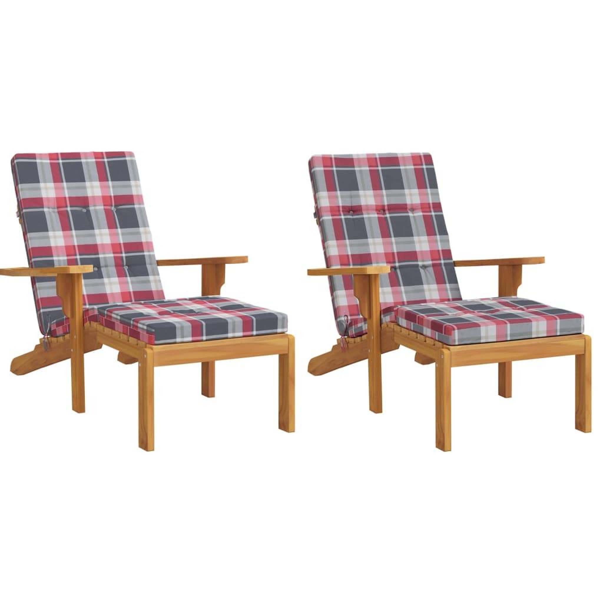 Voir la diapositive 3 : VIDAXL Coussins de chaise longue lot de 2 motif a carreaux rouges