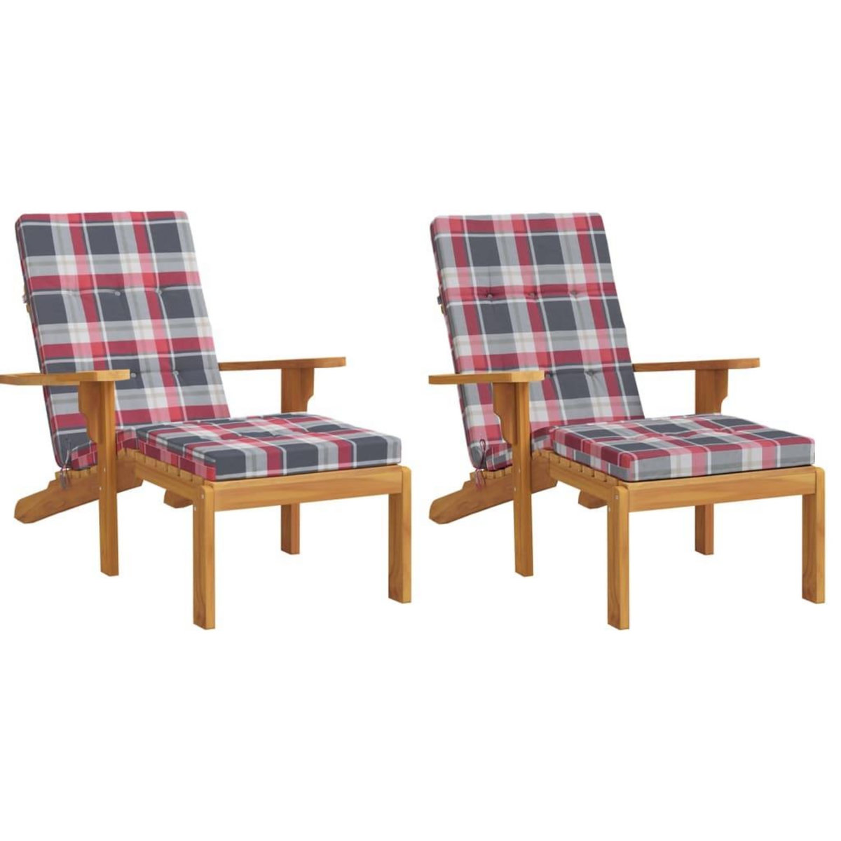 VIDAXL Coussins de chaise longue lot de 2 motif a carreaux rouges