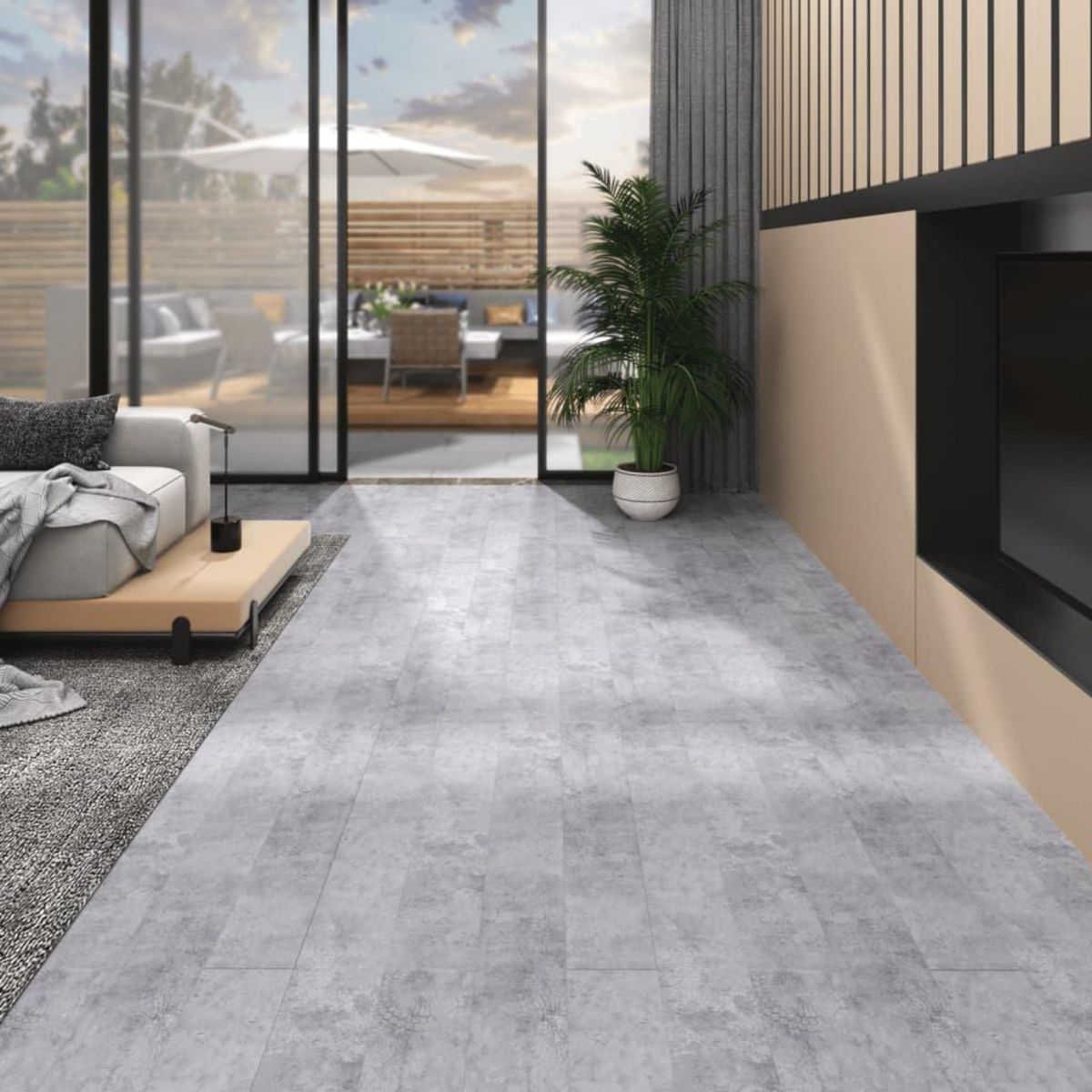 VIDAXL Planches de plancher PVC 5,02 m^2 2 mm Autoadhesif Gris ciment