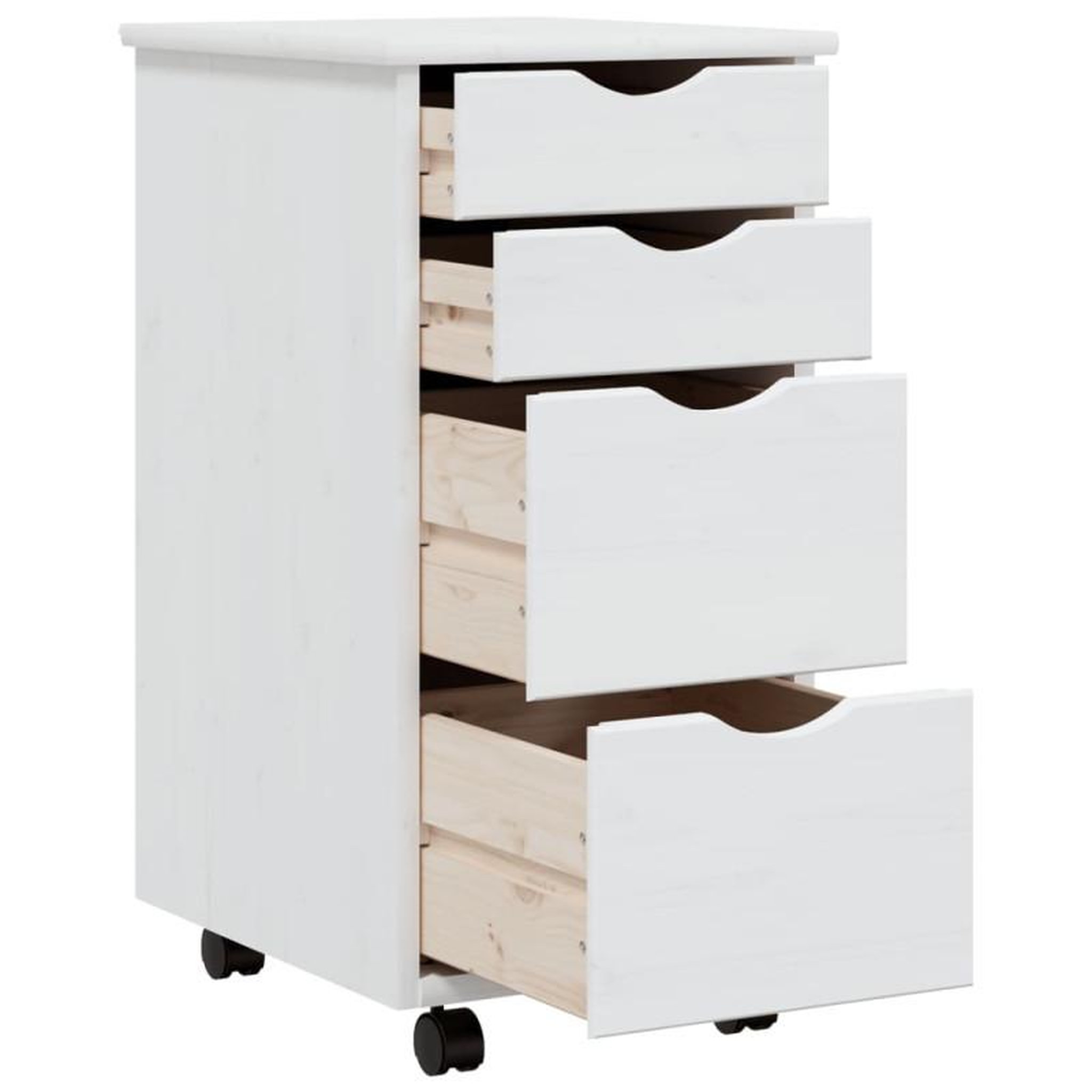 Voir la diapositive 3 : VIDAXL Armoire roulante avec tiroirs MOSS blanc bois de pin solide