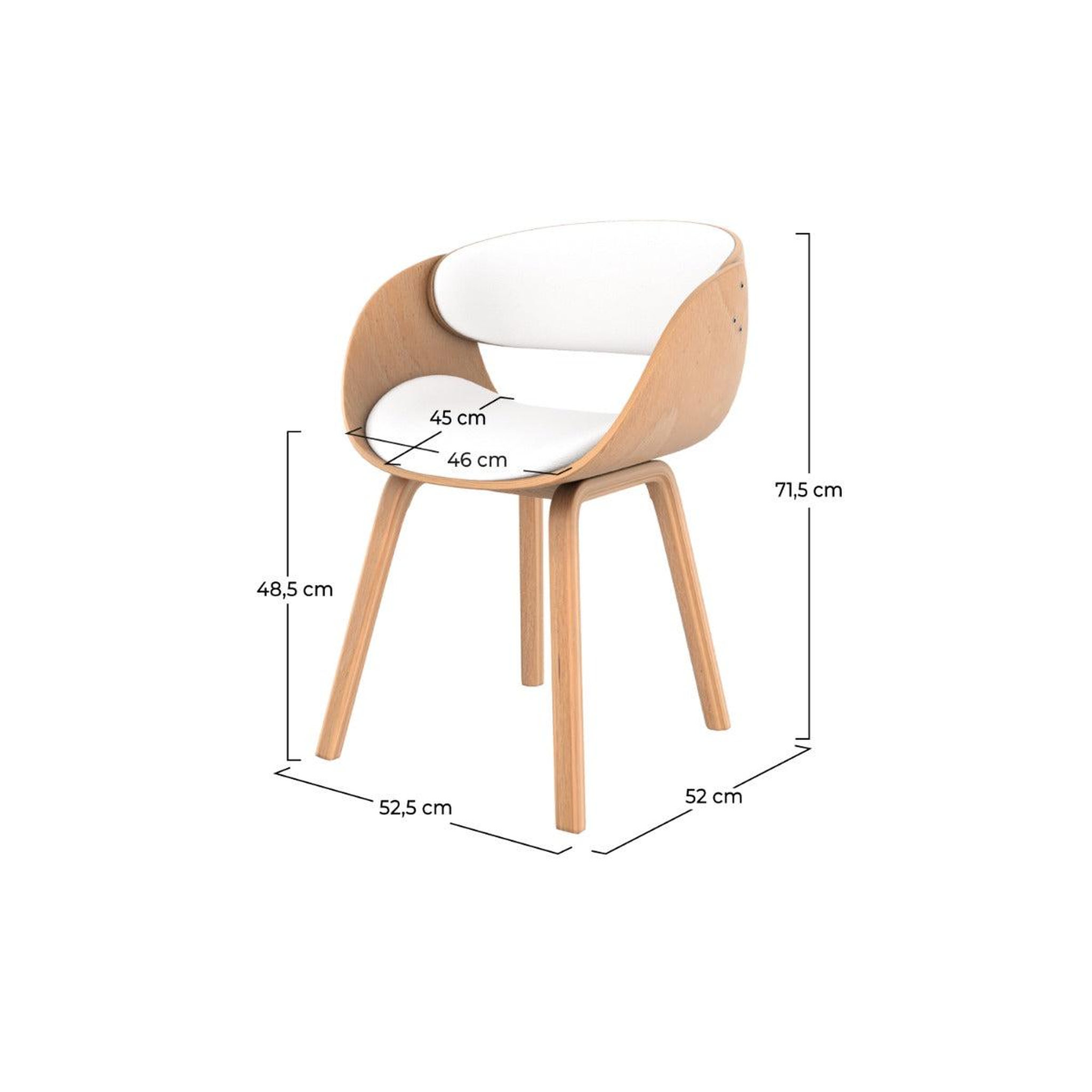 Voir la diapositive 4 : MAISON PAVANE Chaise en bois clair et pu blanc-adelmar
