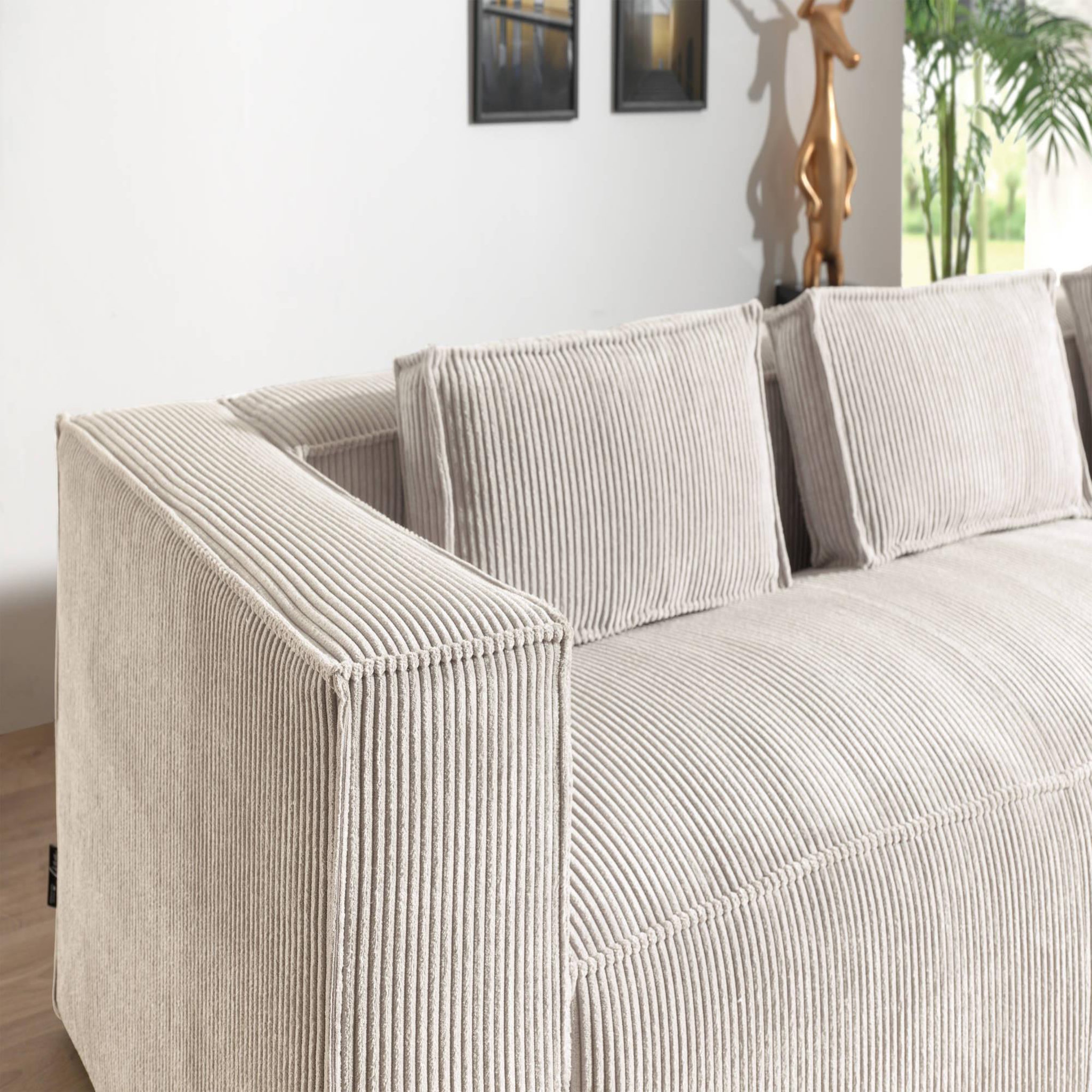 Voir la diapositive 4 : LISA DESIGN Stella - canapé d'angle - en velours côtelé - 4 places -style contemporain - droit