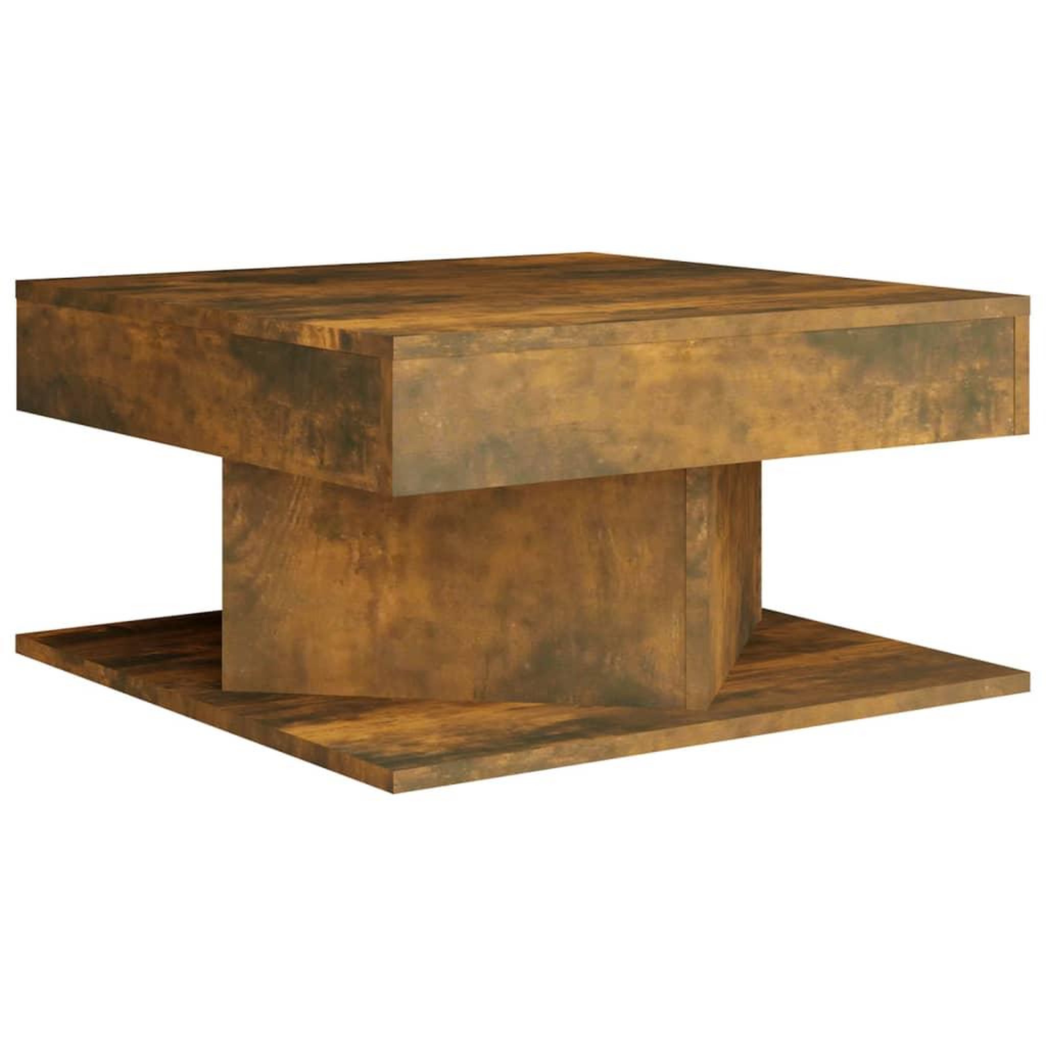 Voir la diapositive 2 : VIDAXL Table basse Chene fume 57x57x30 cm Bois d'ingenierie