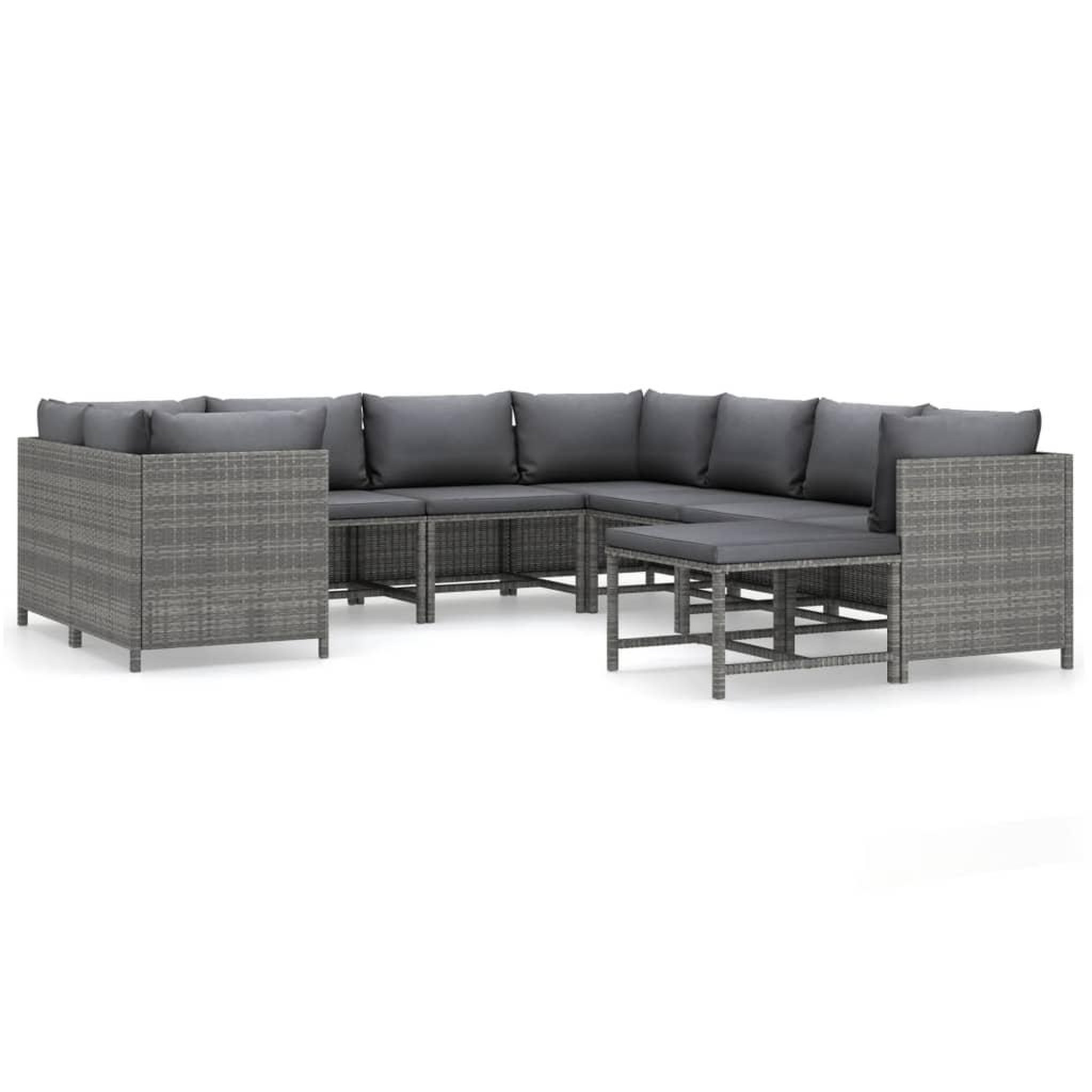 Voir la diapositive 2 : VIDAXL Salon de jardin 9 pcs avec coussins resine tressee gris