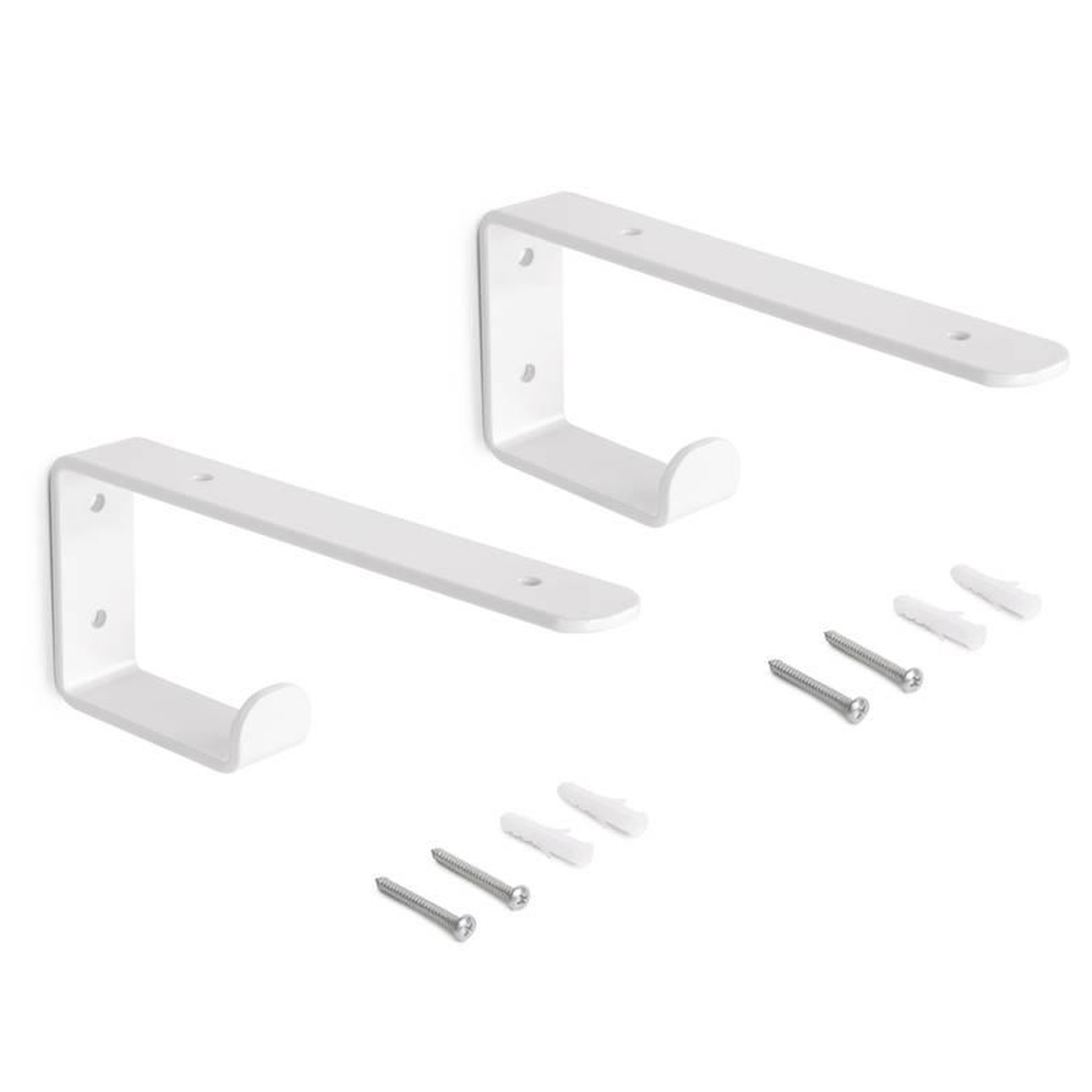 EMUCA SRL Jeu de supports pour étagères en bois Shelf avec cintre intégré - Acier - Blanc