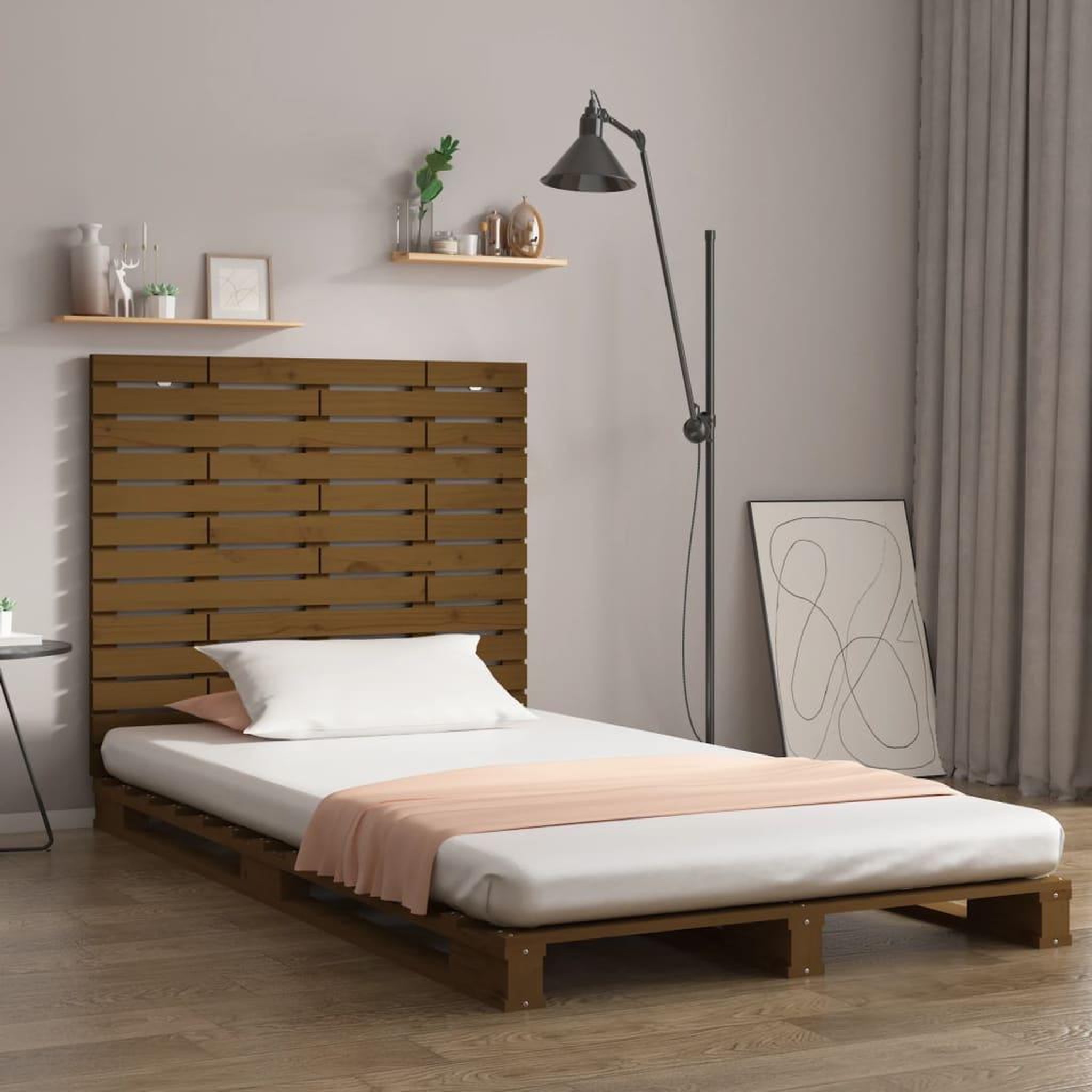 Voir la diapositive 1 : VIDAXL Tete de lit murale Marron miel 81x3x91,5 cm Bois massif de pin