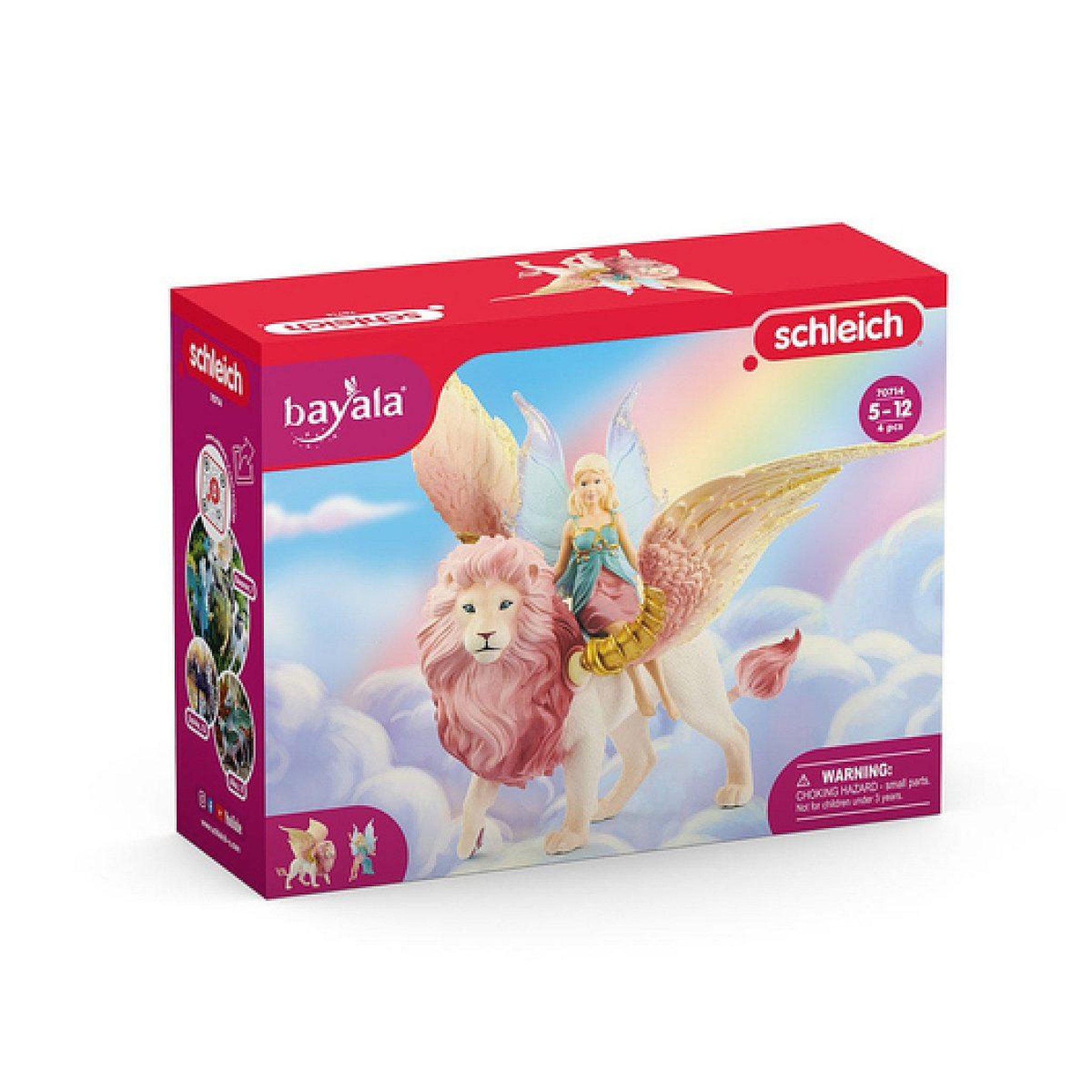 Voir la diapositive 5 : Schleich Figurine Elfe sur lion ailé, Figurine fée détachable chevauchant un lion rose magique avec des parties mobiles, figurine magi