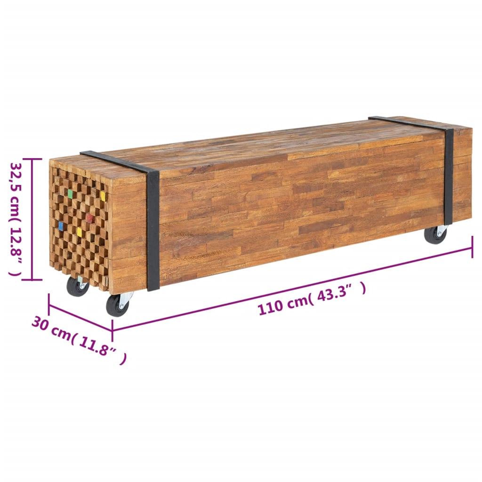 Voir la diapositive 6 : VIDAXL Meuble tv 110x30x32,5 cm bois de teck massif
