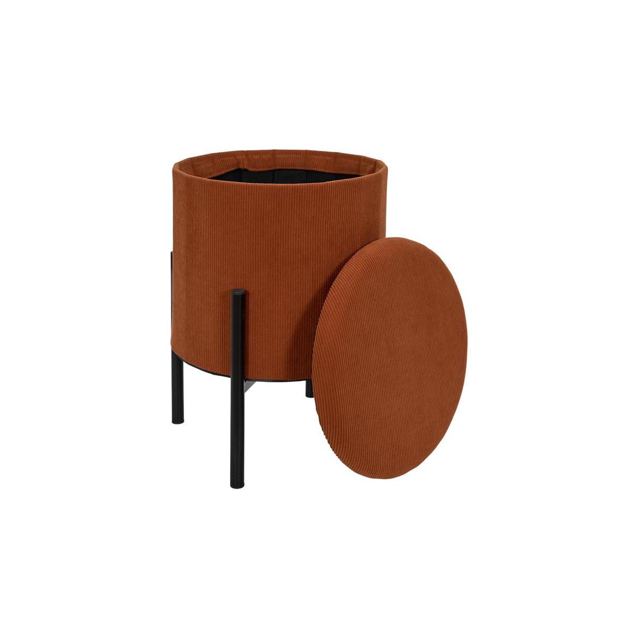 Voir la diapositive 2 : The Home Deco Factory Pouf de Rangement Côtelé  Jules  41cm Terracotta