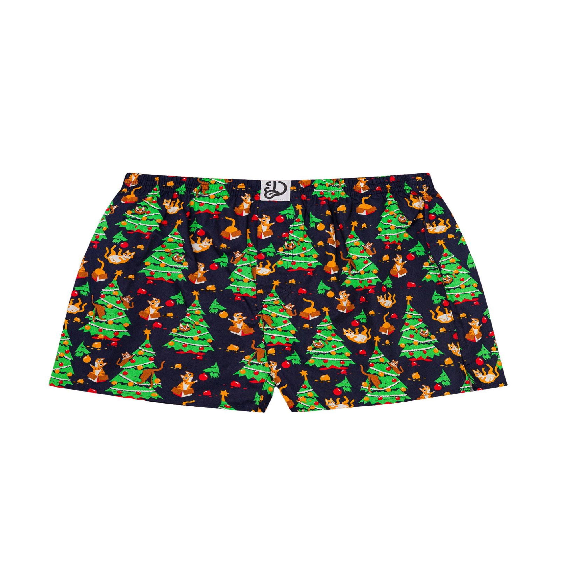 DEDOLES Caleçon homme le noël des chats. Coloris disponibles : Vert