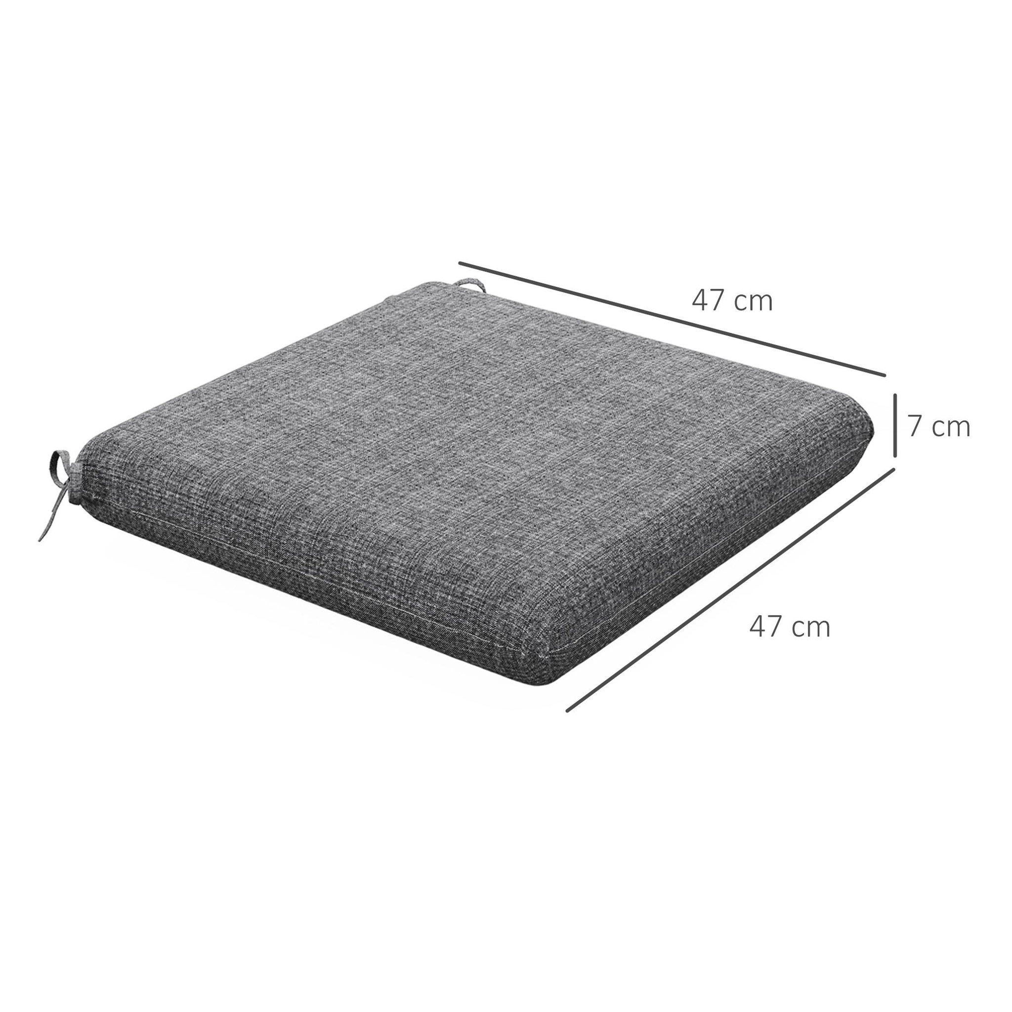Voir la diapositive 3 : OUTSUNNY Lot de 4 coussins galettes de chaises fauteuils de jardin dim. 47 x 47 cm ép. 7 cm tissu déperlant gris