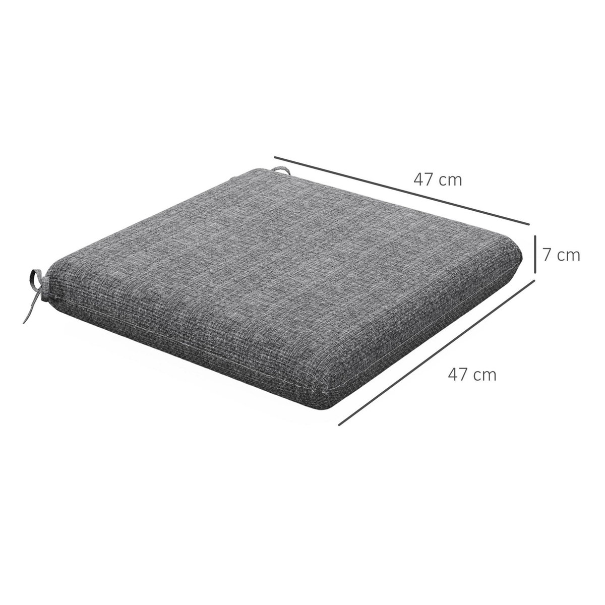 OUTSUNNY Lot de 4 coussins galettes de chaises fauteuils de jardin dim. 47 x 47 cm ép. 7 cm tissu déperlant gris