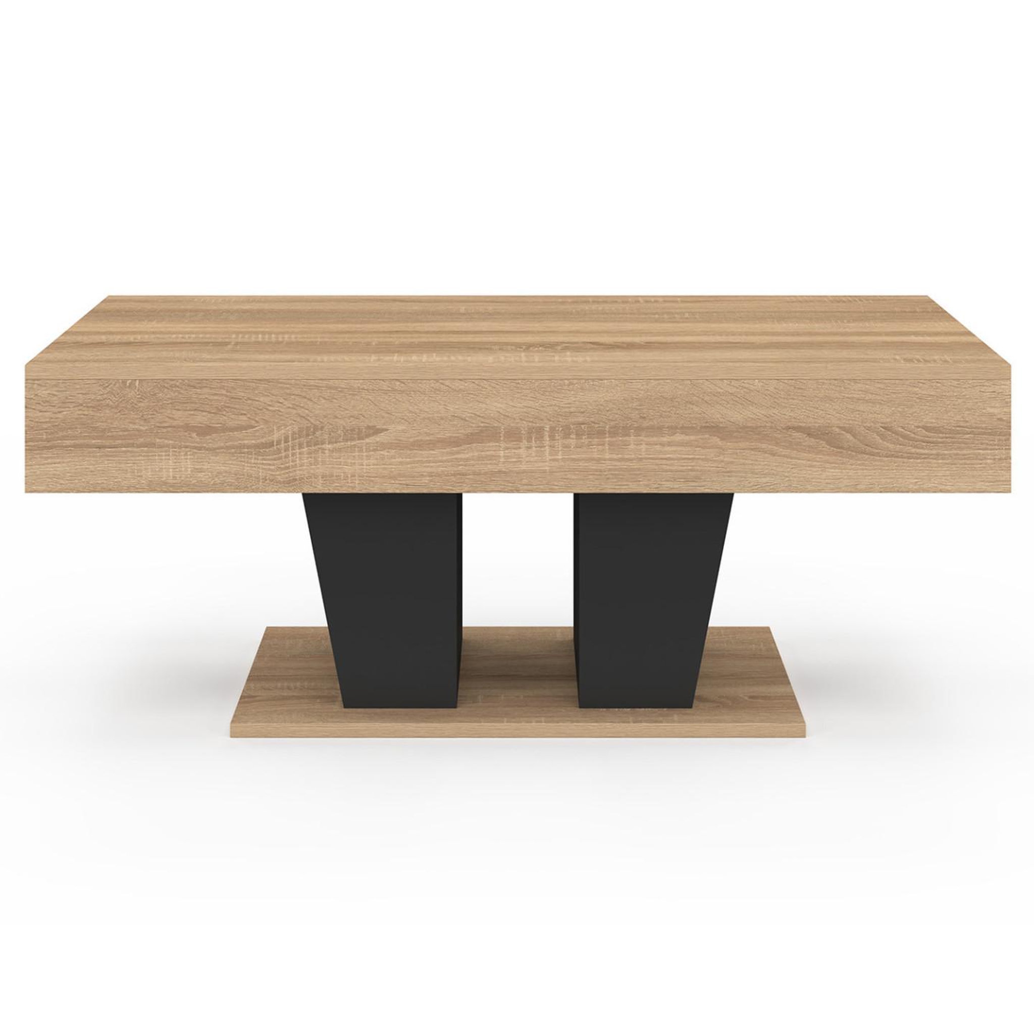 Voir la diapositive 3 : ID MARKET Table basse plateau relevable rectangulaire eliad bois et noir