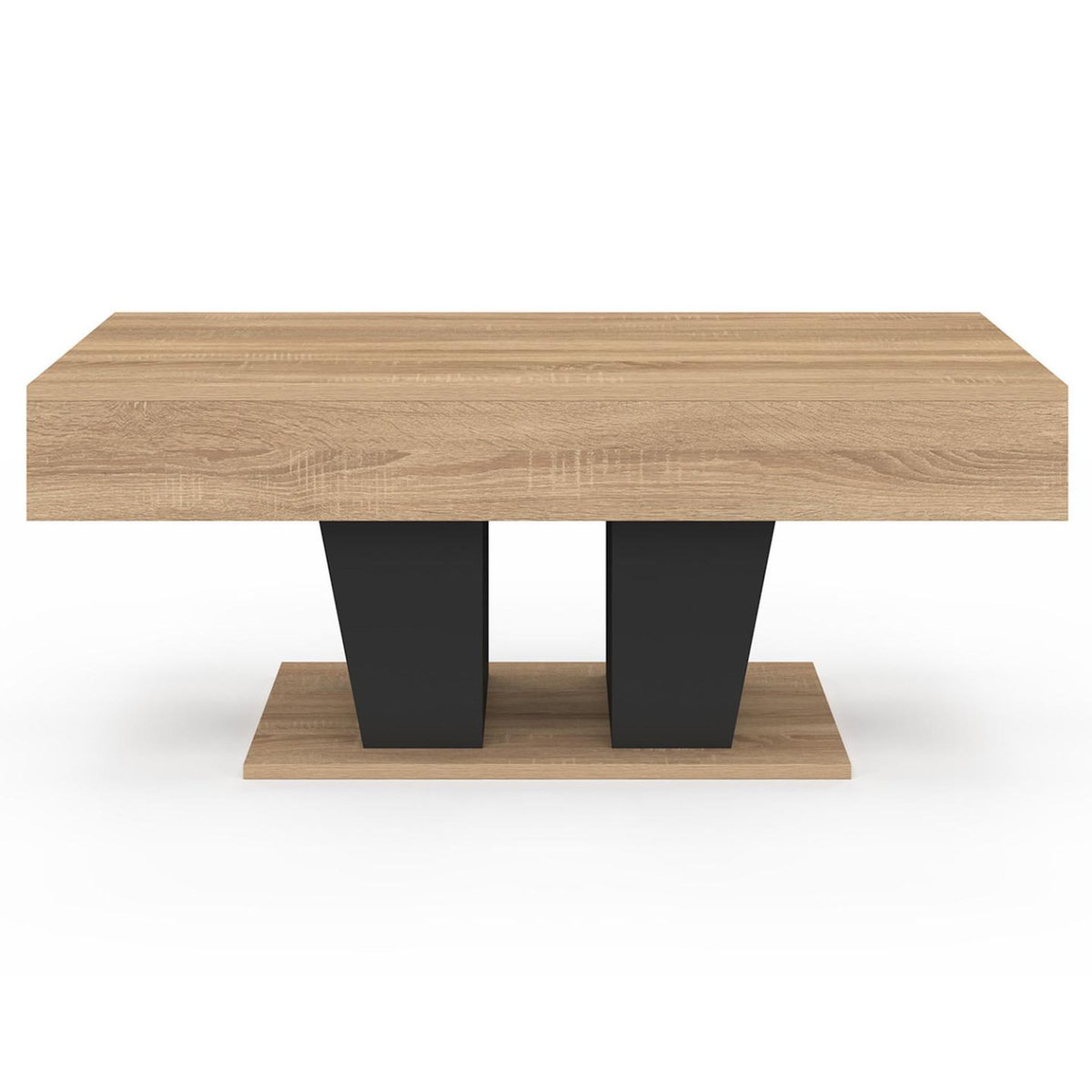 ID MARKET Table basse plateau relevable rectangulaire ELIAD bois et noir