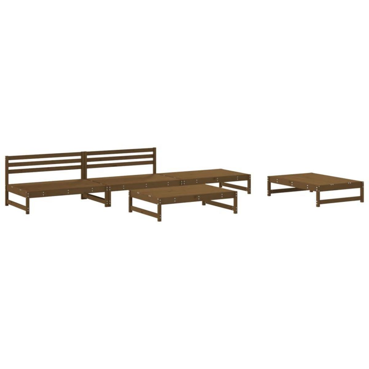 VIDAXL Salon de jardin 5 pcs marron miel bois de pin massif