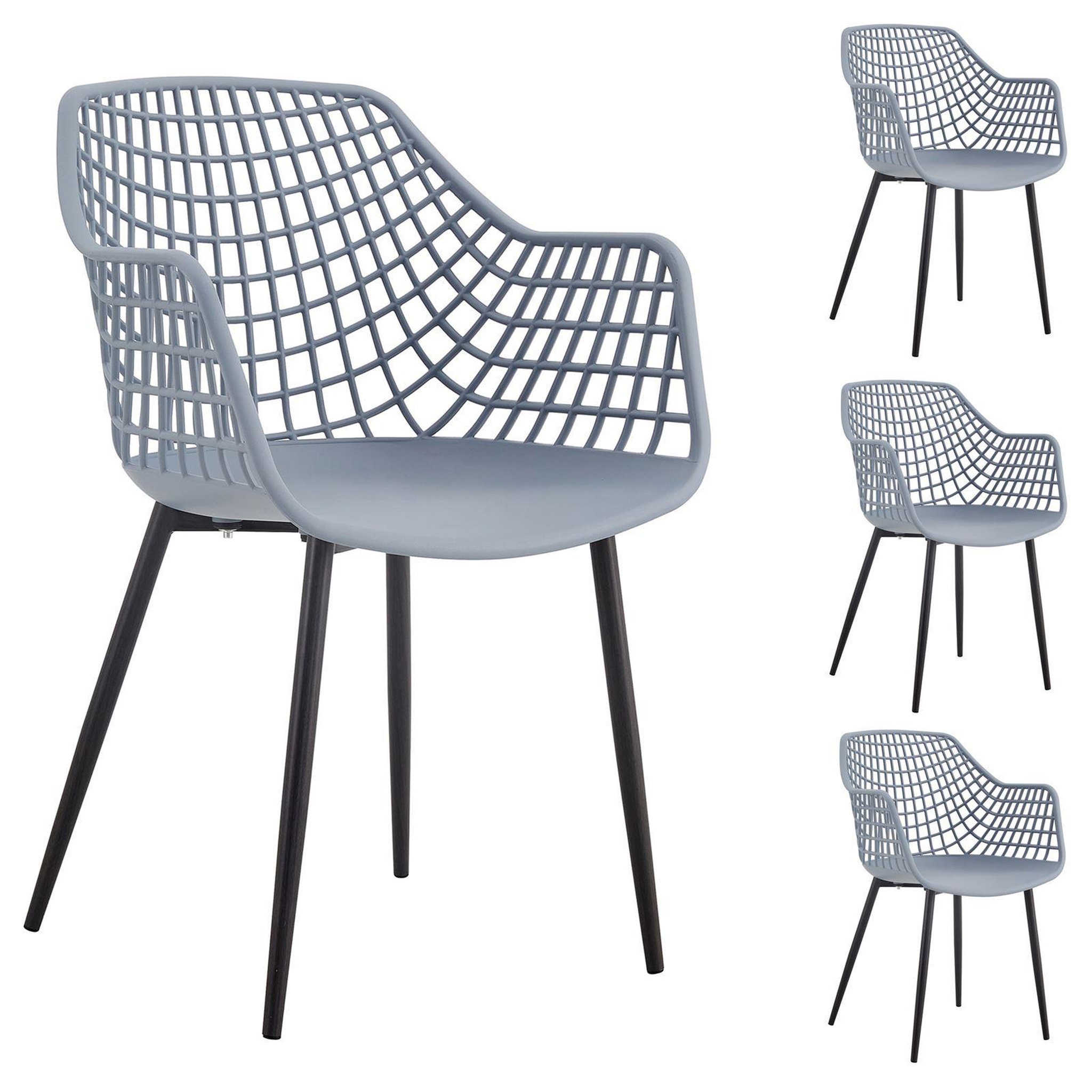Voir la diapositive 1 : IDIMEX Lot de 4 chaises LUCIA, en plastique