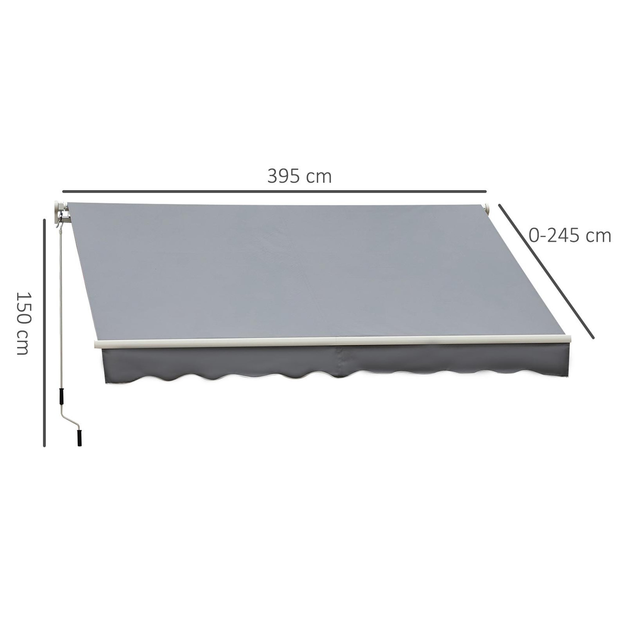 Voir la diapositive 3 : OUTSUNNY Store banne manuel rétractable alu. polyester imperméabilisé haute densité 4 x 2,5 m gris