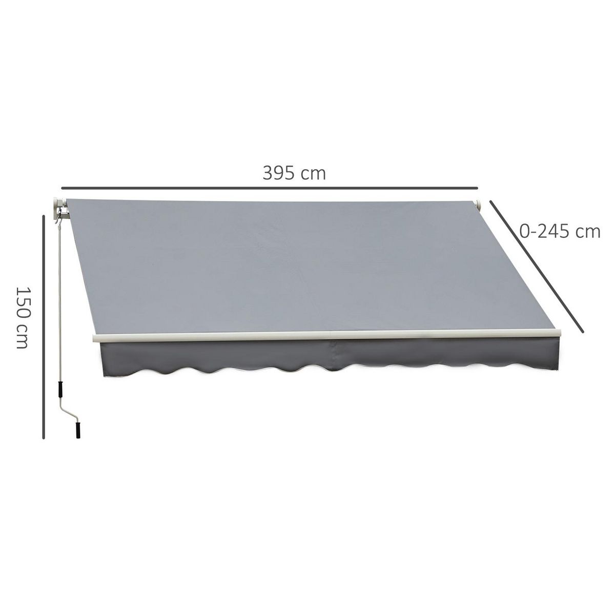 OUTSUNNY Store banne manuel rétractable alu. polyester imperméabilisé haute densité 4 x 2,5 m gris