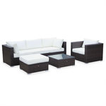 SWEEEK Salon de jardin Caligari en résine tressée 5 places. Coloris disponibles : Beige, Gris