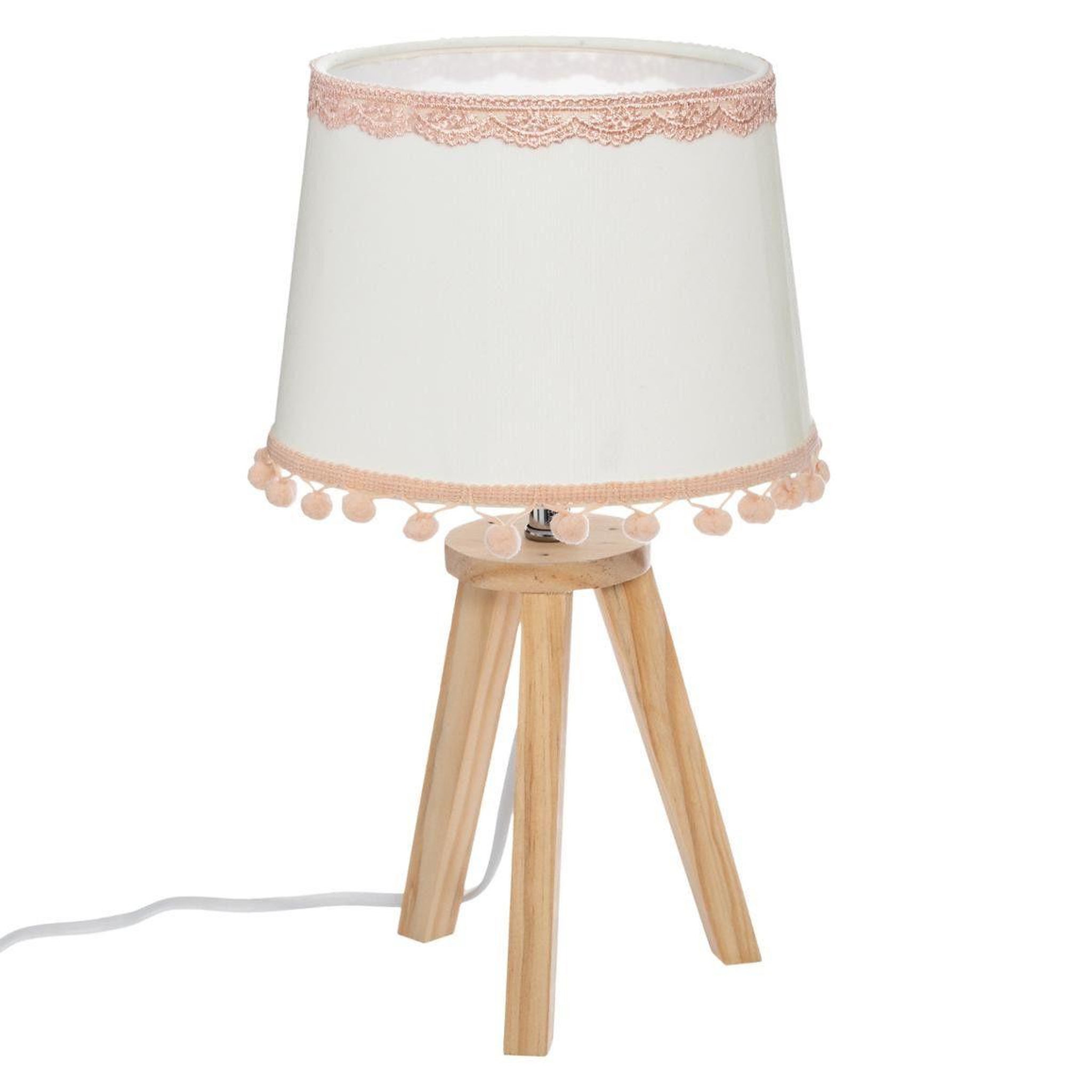 Voir la diapositive 1 : Atmosphera Kids Lampe à poser enfant  pompons  32cm blanc