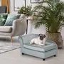 PAWHUT Canapé Chien Chat sur Pied avec Coffre de Rangement Style Moderne Coussin d'assise Amovible Grand Confort 76 x 45 x 41,5 cm Bleu