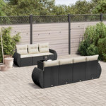VIDAXL Salon de jardin 8 pcs avec coussins noir resine tressee