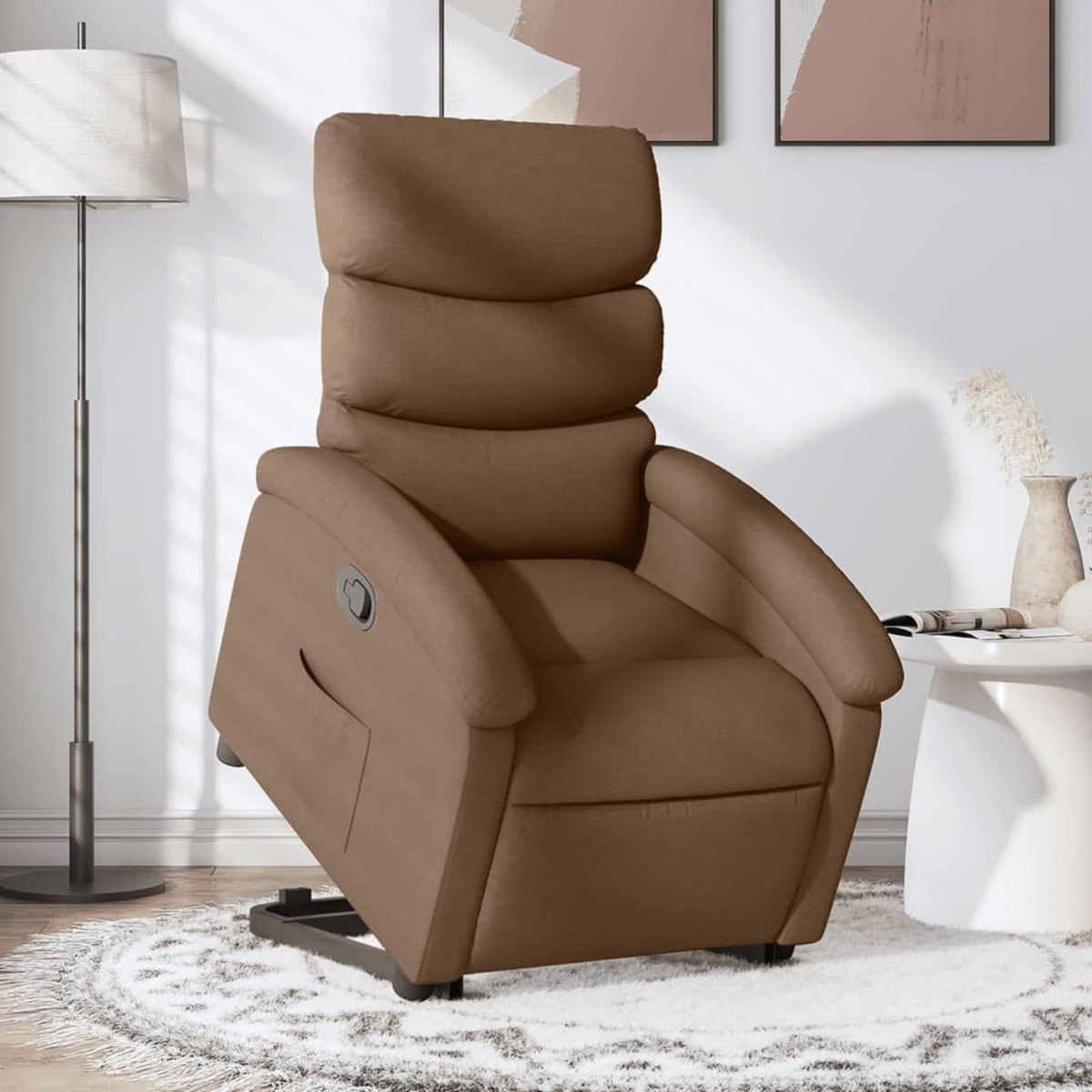 VIDAXL Fauteuil inclinable Marron Tissu