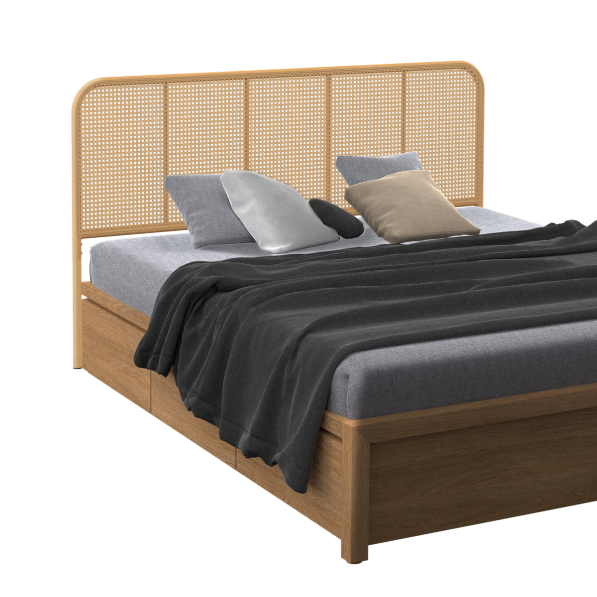 ID MARKET Tête de lit sur pied FLORA 160 cm façon cannage