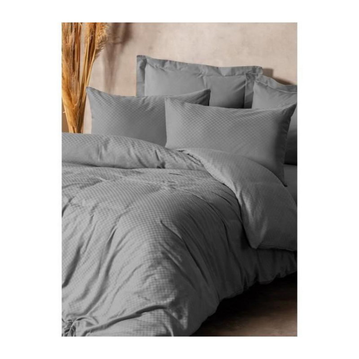 GENERIQUE Parure de lit - 129CTN64623 - 1 housse de couette 220 x 240 cm + 2 taies d'oreiller 60 x 60 cm - 100% coton ranforcé - Gris