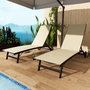 Voir la diapositive 2 : OUTSUNNY Lot de 2 bains de soleil transats inclinables - 2 roulettes - alu. textilène beige kaki