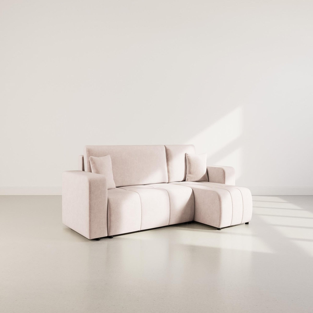 BEST MOBILIER Nicole - canapé d'angle réversible 4 places convertible avec coffre en tissu