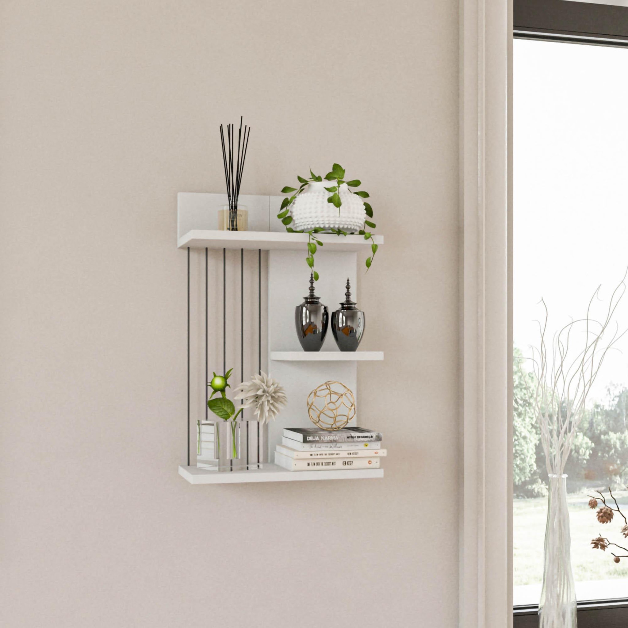 Voir la diapositive 2 : Habitat et Jardin Étagère murale en bois  kinik  - 40 x 19 x 60 cm - blanc