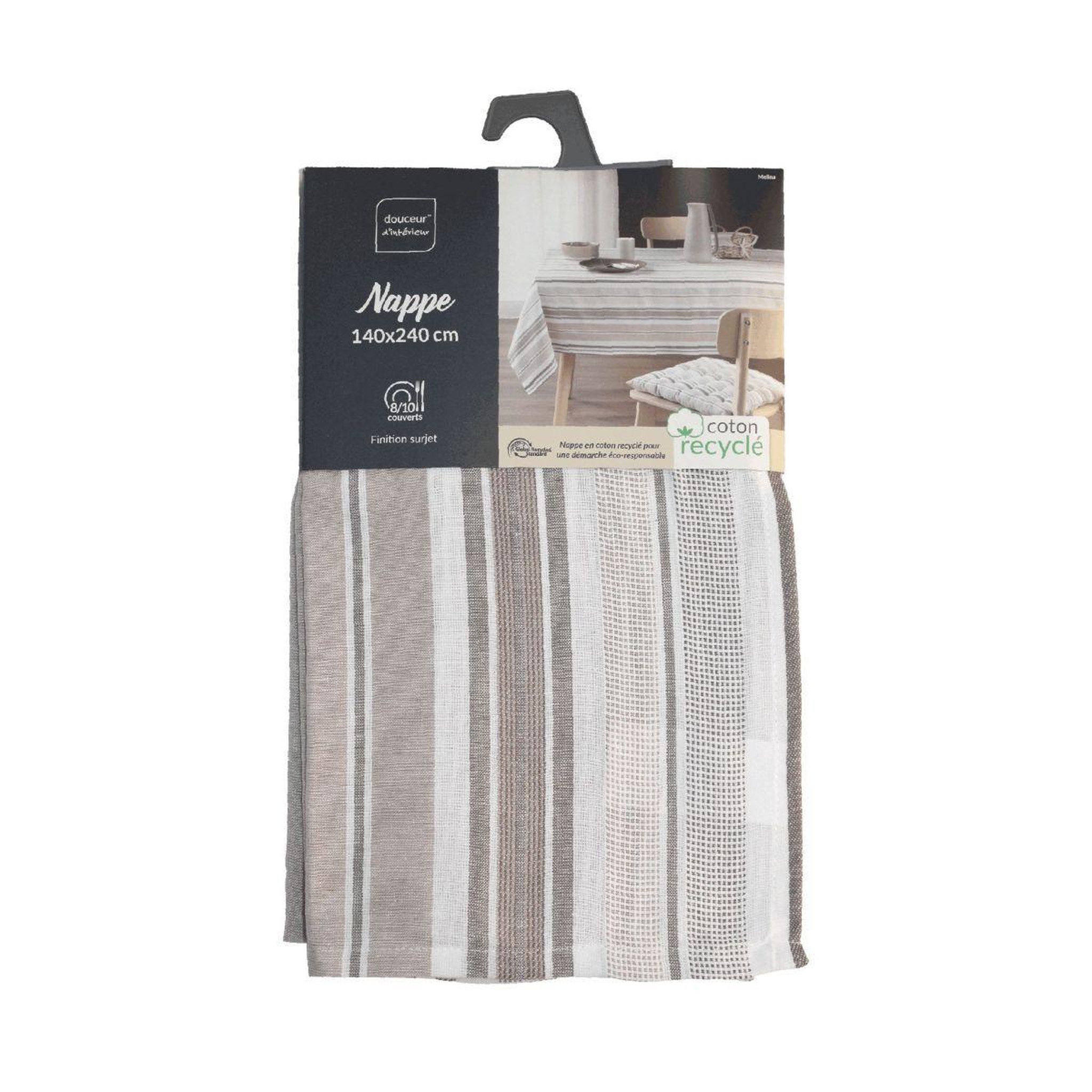 Voir la diapositive 4 : Douceur d'Intérieur Nappe imprimé  melina  140x240cm gris