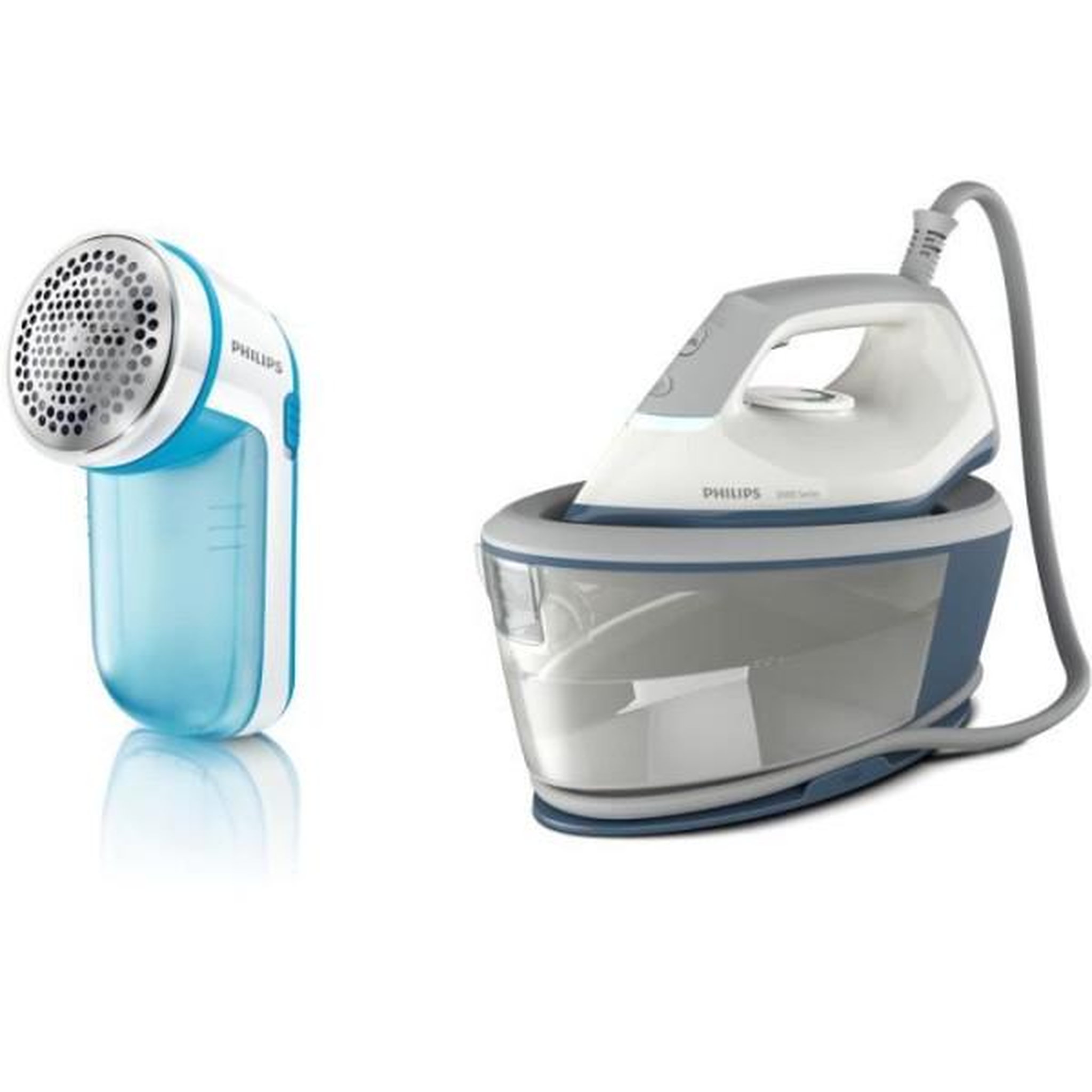 Philips Centrale Vapeur  + Rase Peluche - PHILIPS BXA0019/00 - Compact - 6 bars - Effet Pressing 300g/min - Débit vapeur continu 110g/mi