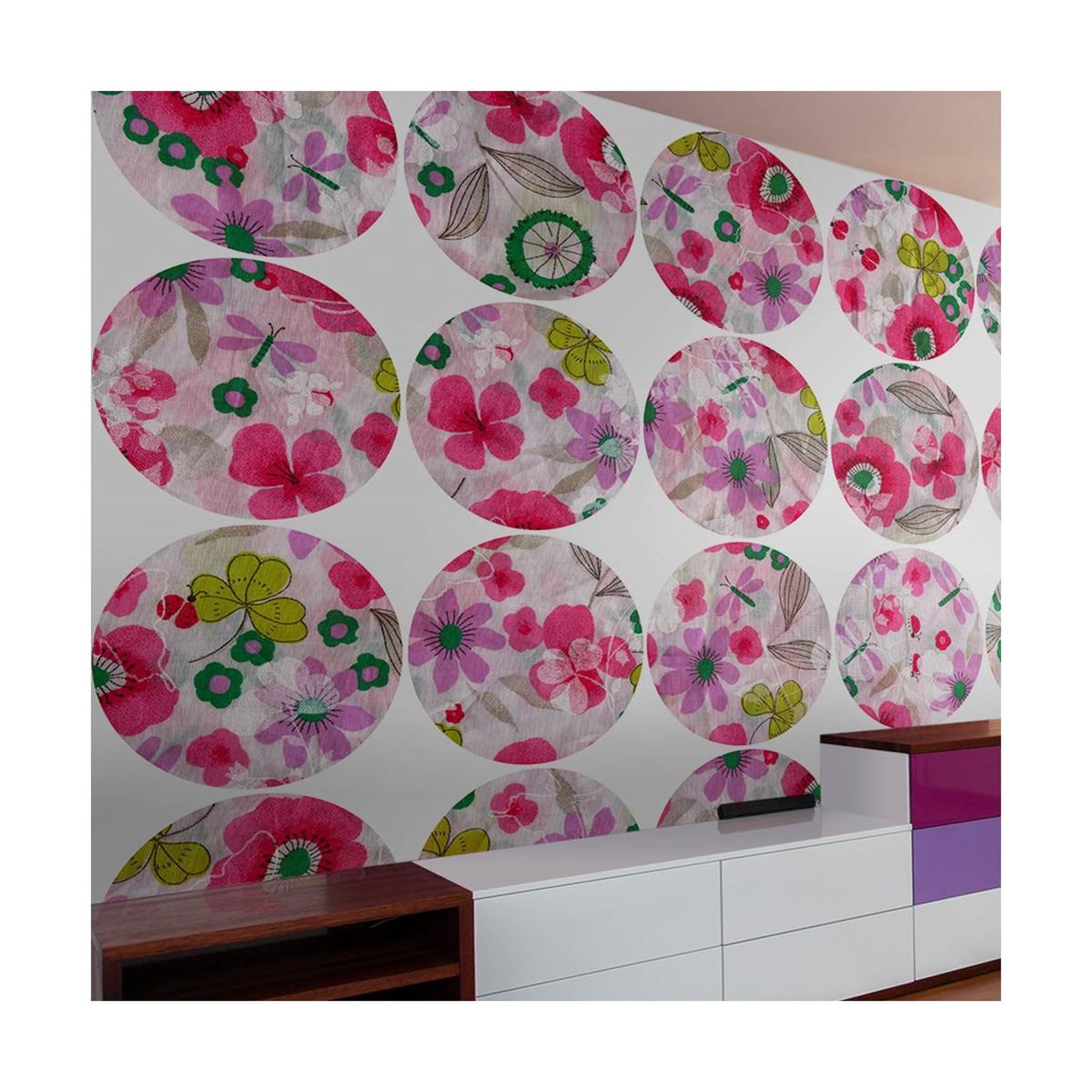 Paris Prix Papier peint  pink meadow circle  50x1000cm