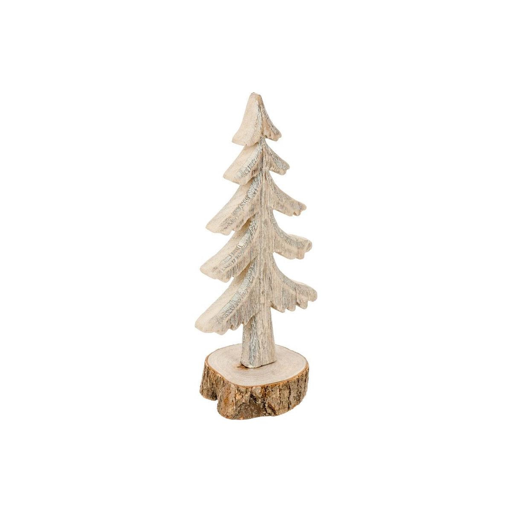 FEERIC LIGHT & CHRISTMAS Sapin de noël sur buche  cocon  27cm naturel