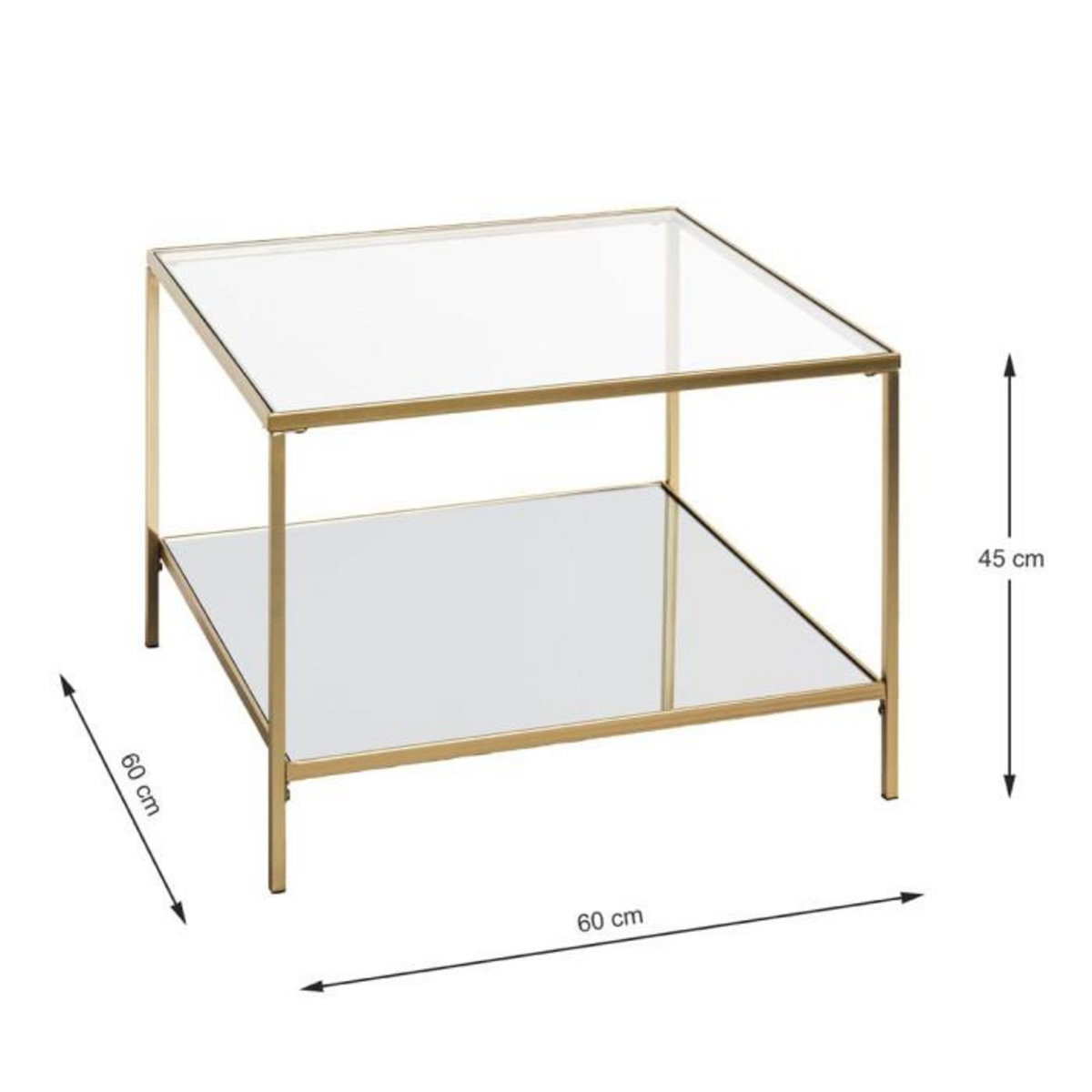 Paris Prix Table d'Appoint Carrée Design  Timana  60cm Or