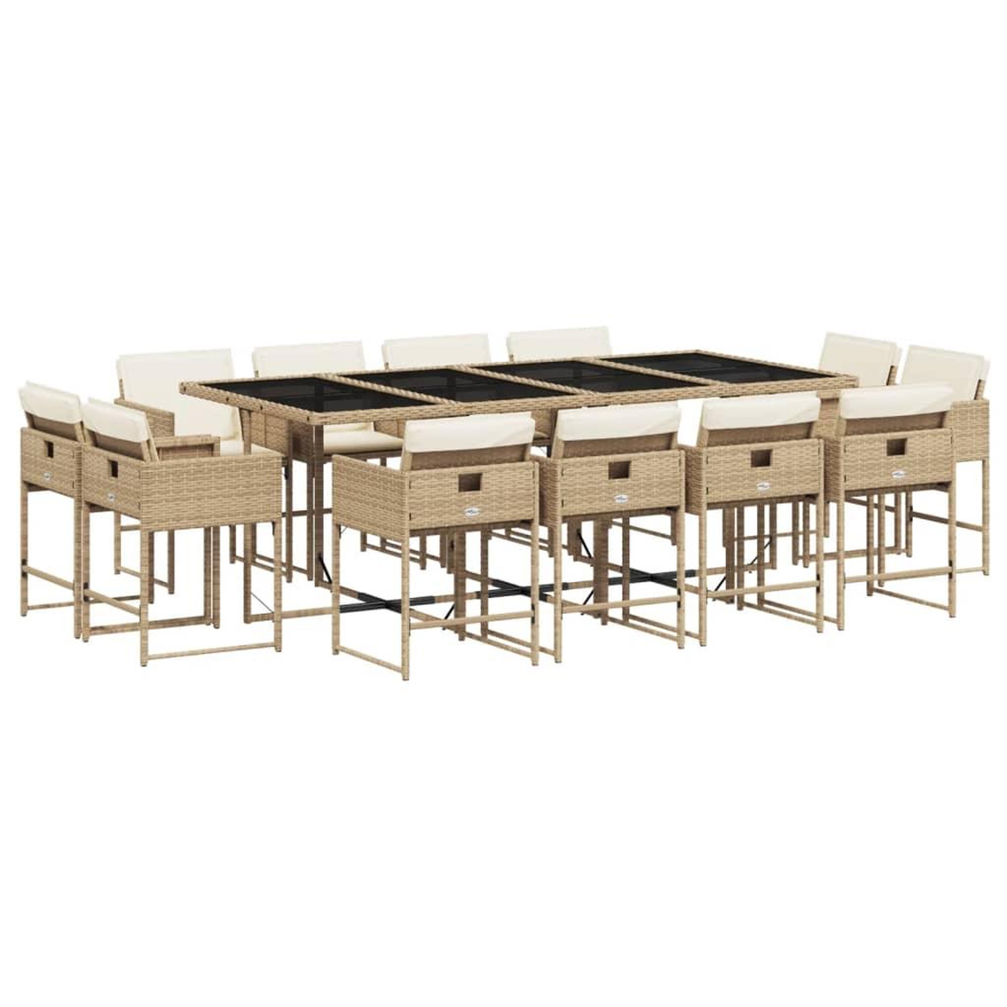 Voir la diapositive 2 : VIDAXL Ensemble a manger de jardin et coussins 13 pcs beige