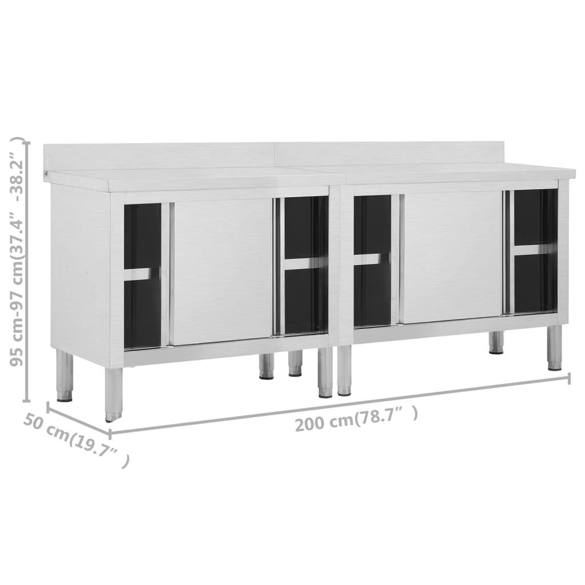 Voir la diapositive 6 : VIDAXL Tables avec portes coulissantes 2 pcs 200x50x(95-97) cm Inox