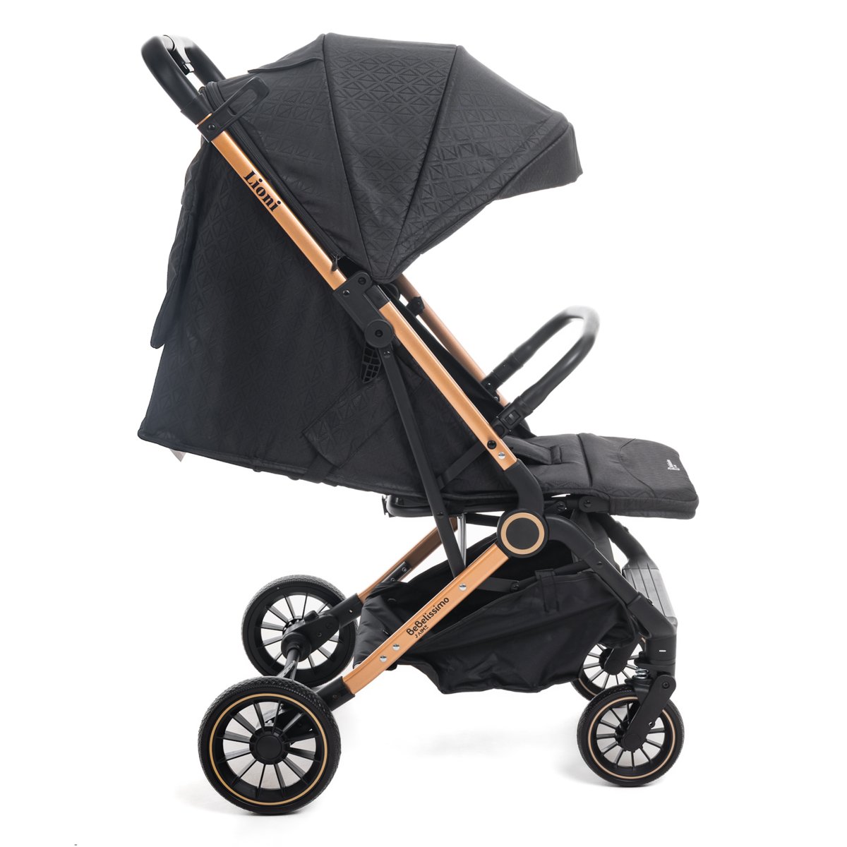 BEBELISSIMO Poussette Bébé Canne Ultra Compacte – Légère – Pliage à Une Main – Guidon Valise – Lioni - noir
