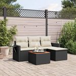 VIDAXL Salon de jardin 5 pcs avec coussins noir resine tressee