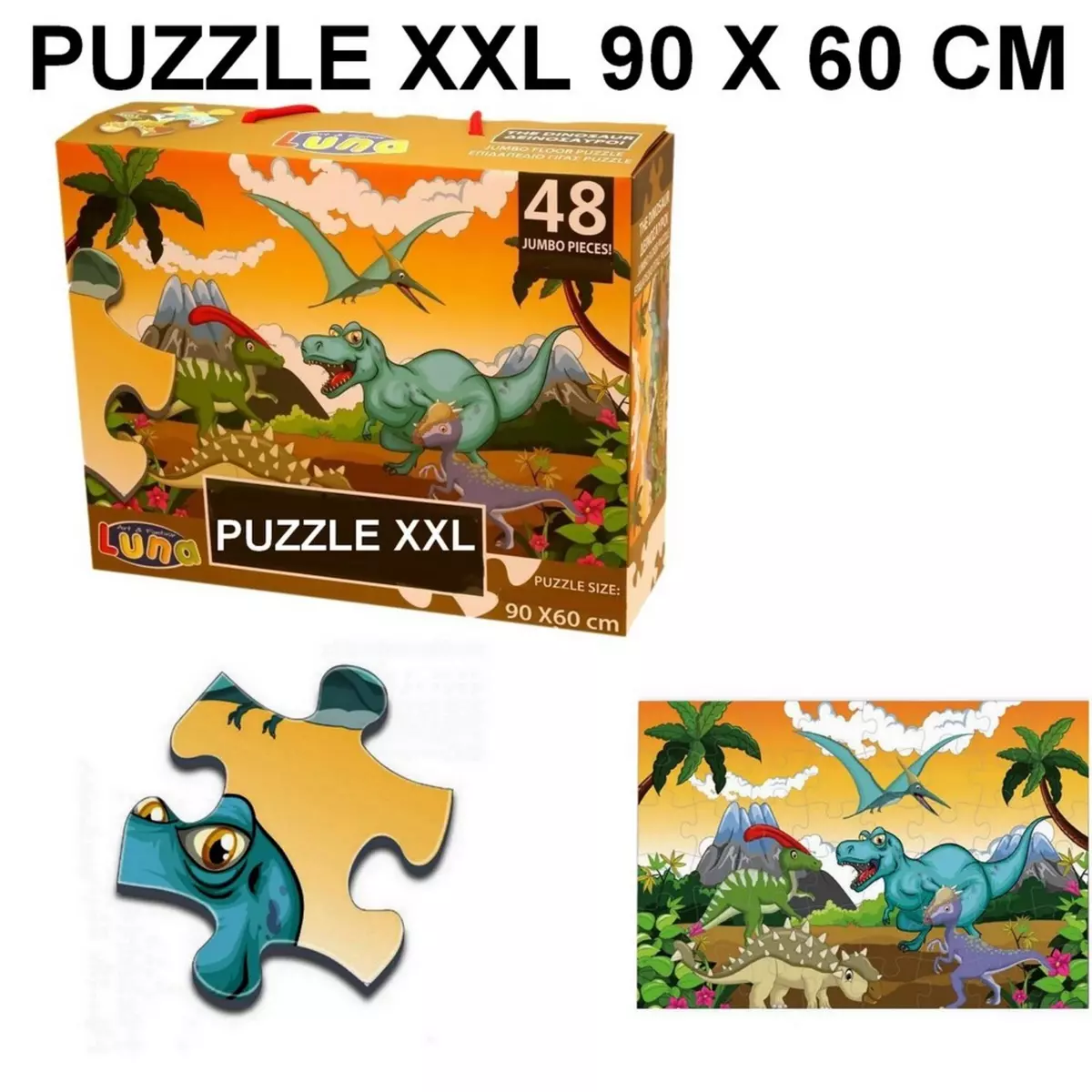  Puzzle geant 48 pieces Dinosaure piece XL 60 x 90 cm