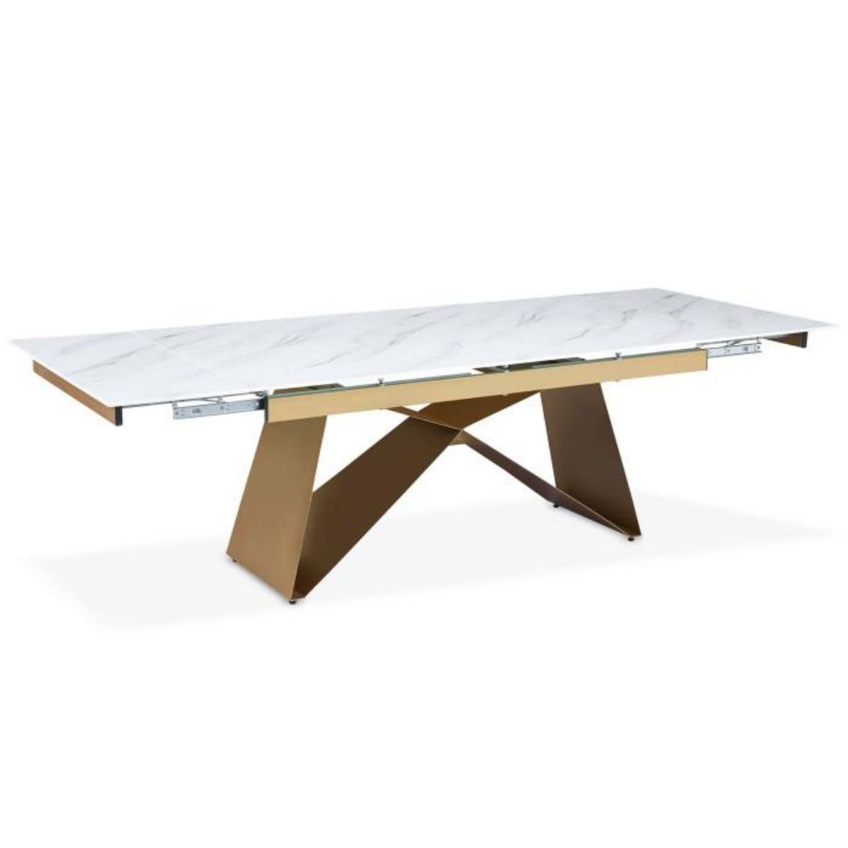 Paris Prix Table de Repas Extensible  Nayla  180-260cm Blanc & Or