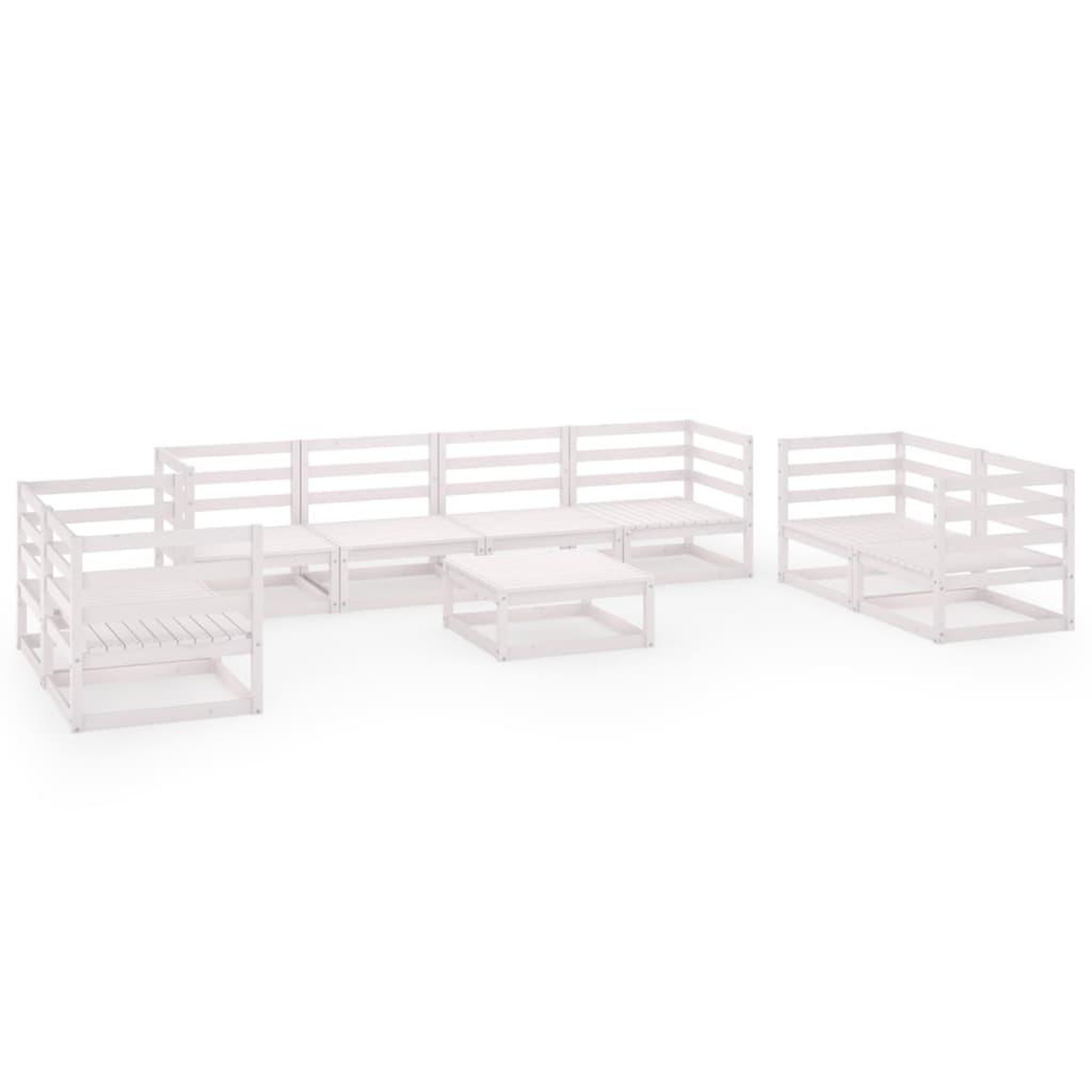 Voir la diapositive 2 : VIDAXL Salon de jardin 9 pcs Blanc Bois de pin massif
