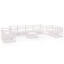 Voir la diapositive 2 : VIDAXL Salon de jardin 9 pcs Blanc Bois de pin massif